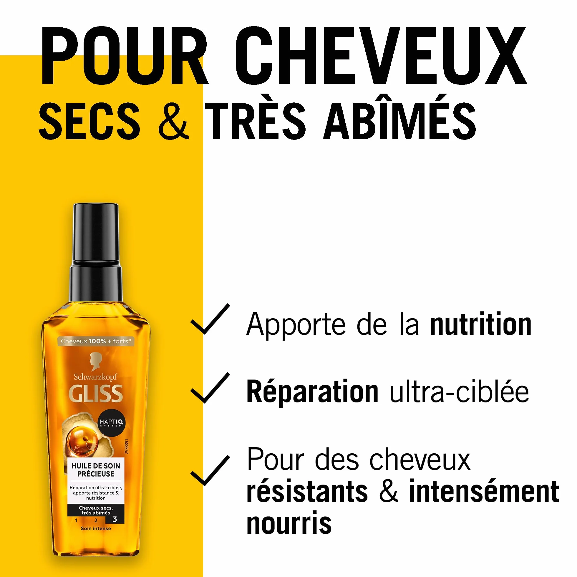 Schwarzkopf GLISS Huile de Soin Precieuse 75ml Soin Intense Cheveux Secs Abimes