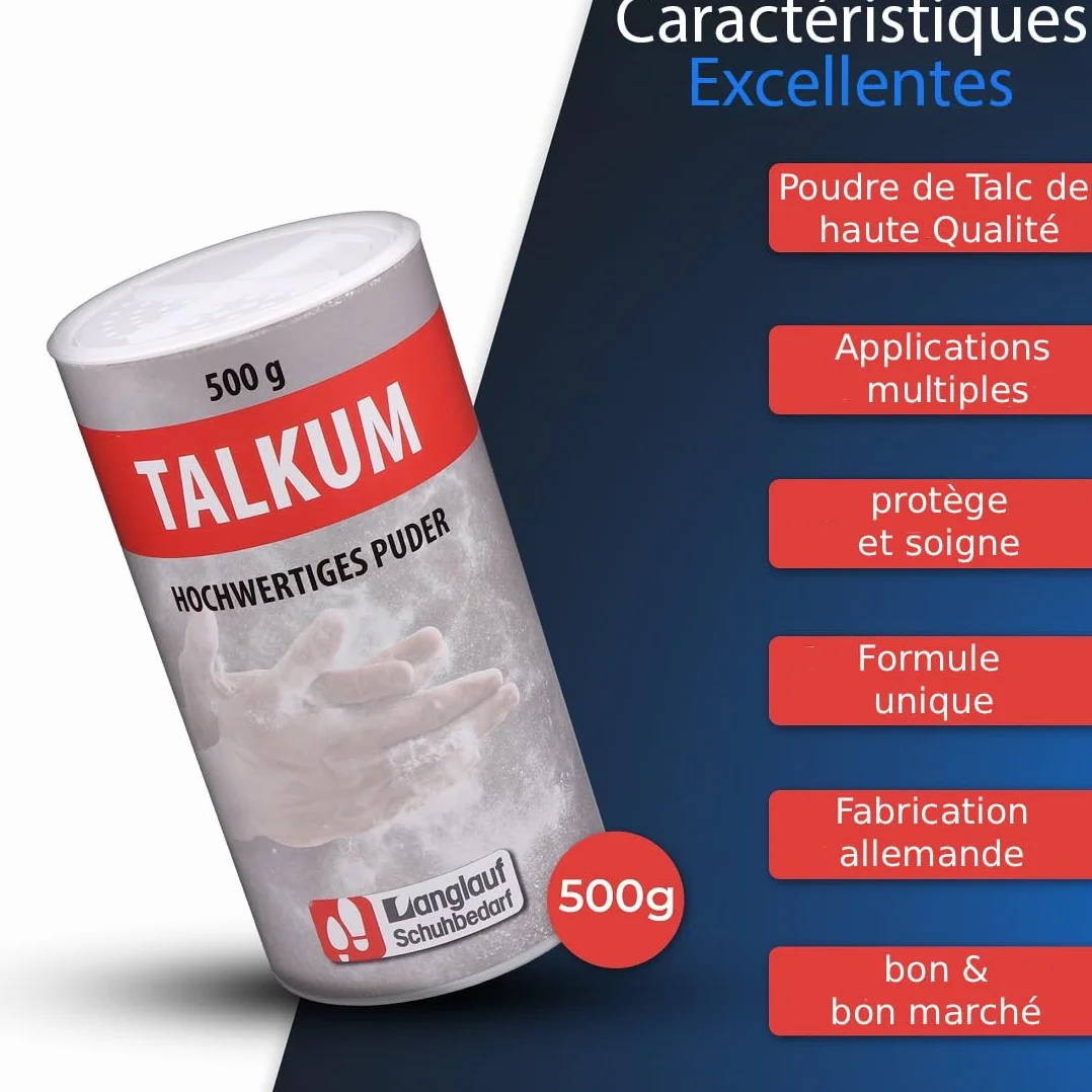 Poudre de talc pur 500 g – Adhérence maximale pour sport, escalade, fitness, pole dance