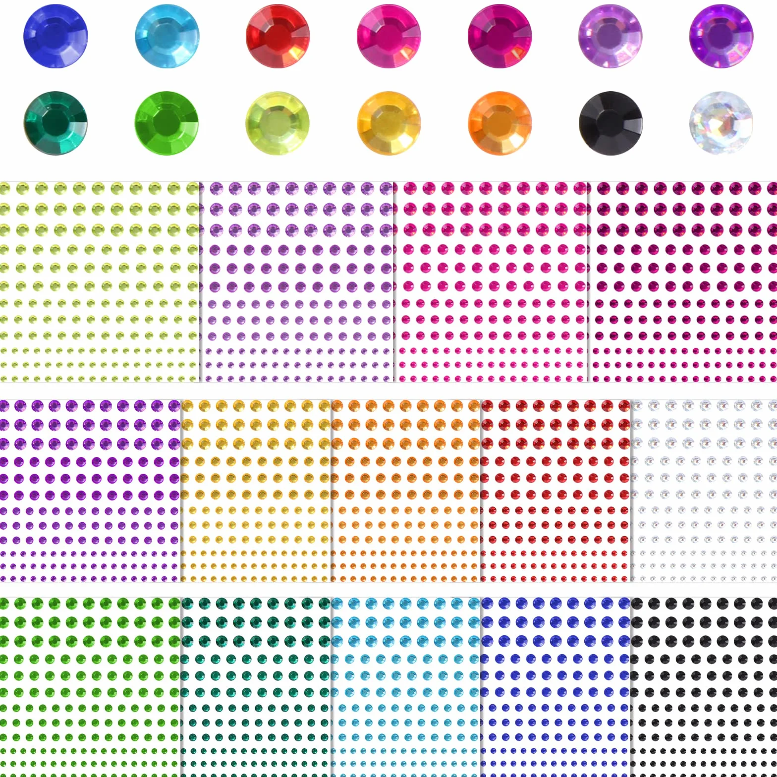 Diboniur 2310 Pièces Strass Auto-Adhésifs Brillants pour Maquillage, Nail Art et DIY
