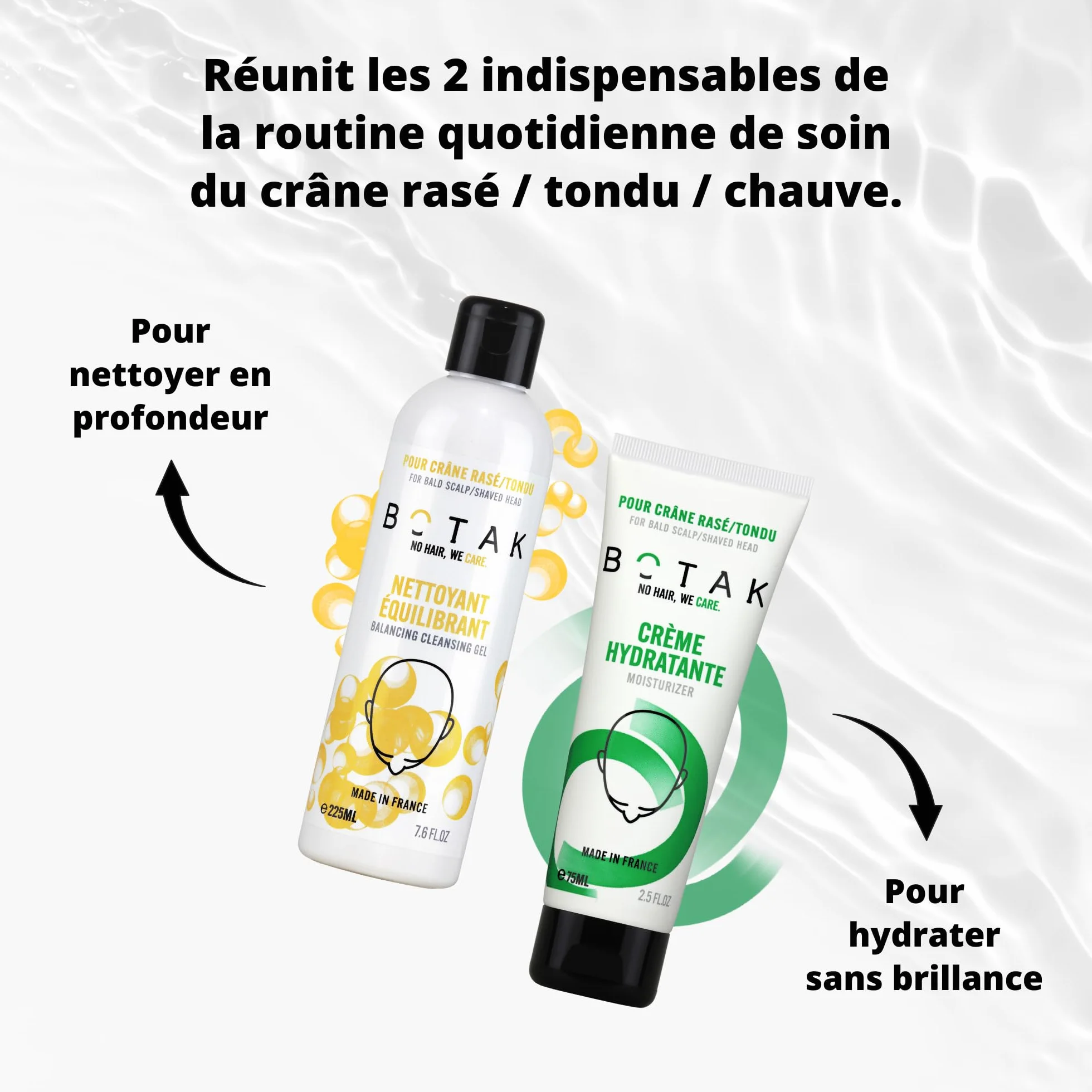 BOTAK Coffret Cadeau soin crâne rasé 99% 97% origine naturelle Végan Français Régule pH microbiome