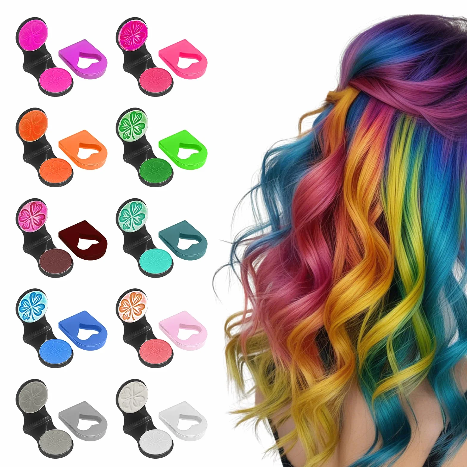 Craie Cheveux Colorées Lot de 10, Coloration Temporaire Lavable pour Filles