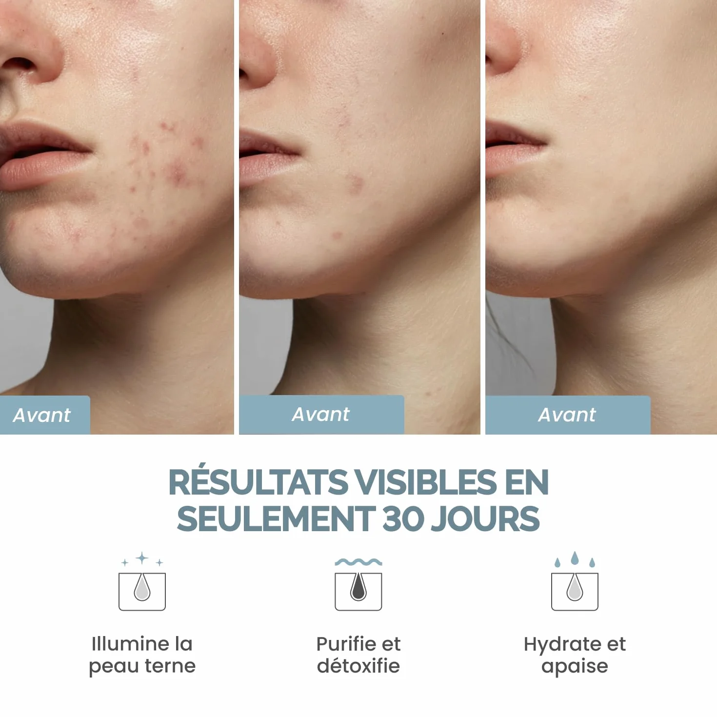 PLANTIFIQUE Masque Coréen à l'Argile Volcanique et Mer Morte – Masque Visage avec Charbon, Acide Hyaluronique, Huile de Jojoba et Beurre de Karité – Purifie, Affine les Pores, Hydrate et Apaise, 110g