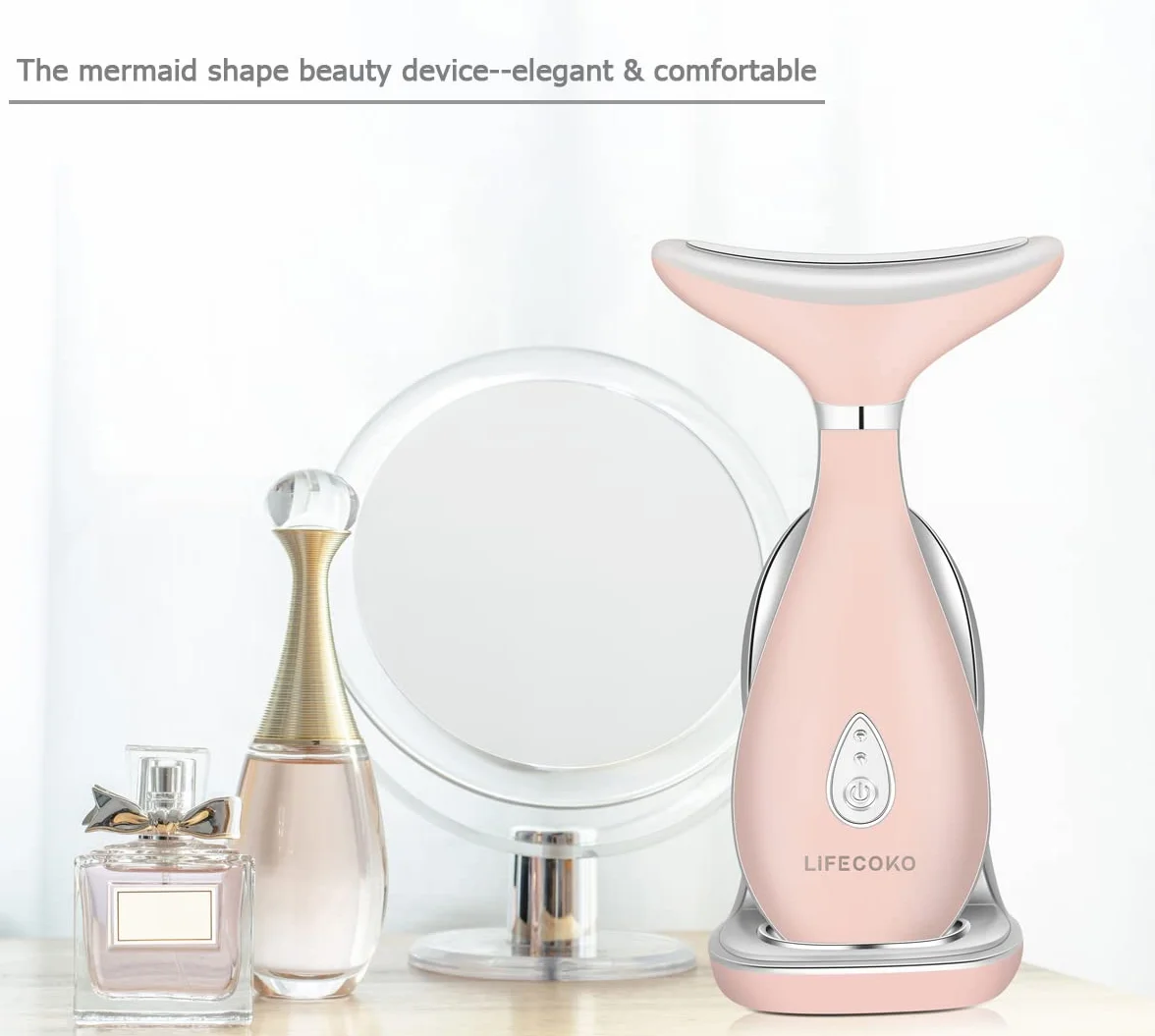 Masseur de visage électrique anti-rides, masseur de beauté raffermissant la peau pour le visage et le cou, masseur de dispositif de tonification du visage, rechargeable par USB portable (Rose)