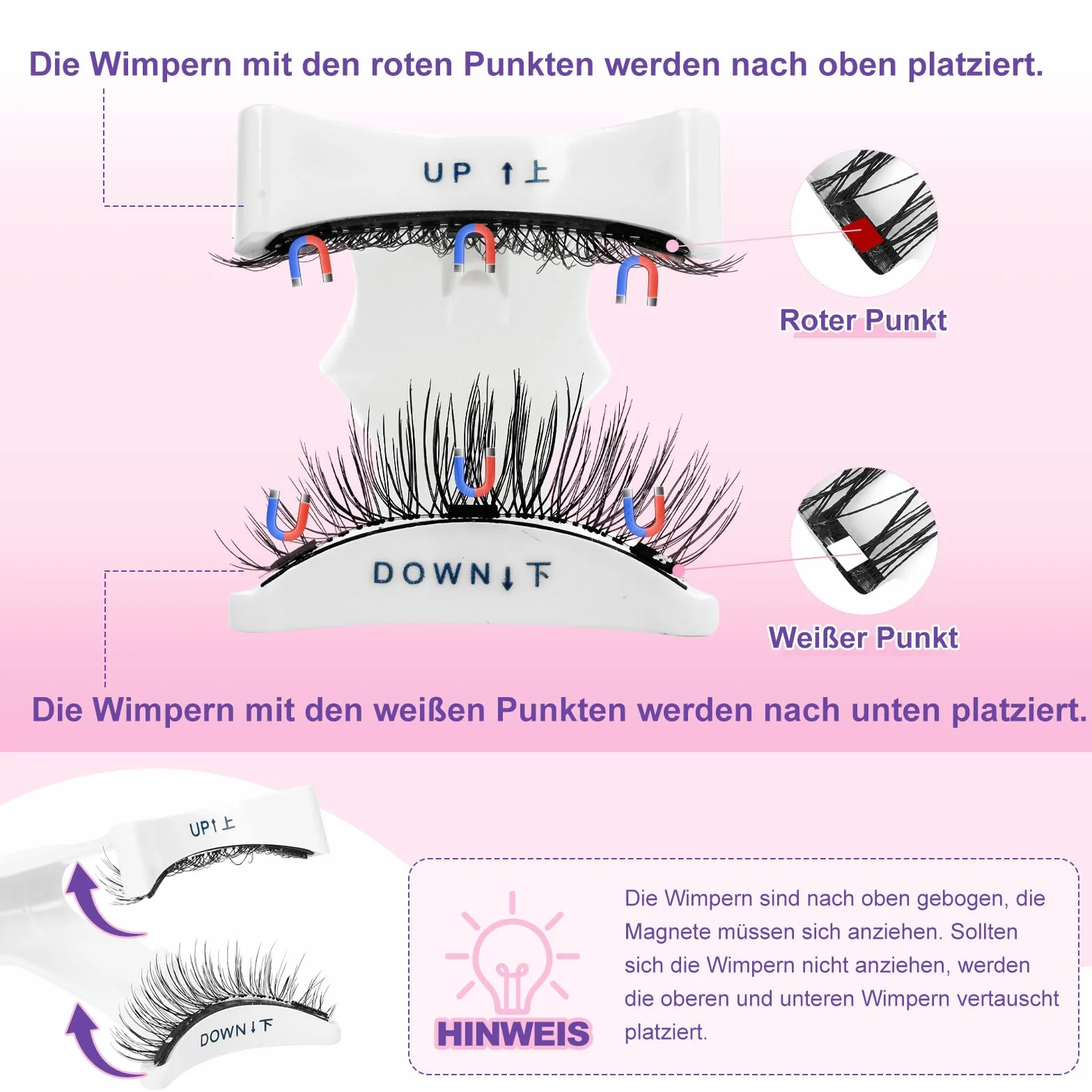 Kit de faux cils magnétiques avec applicateur, réutilisables effet naturel (DE09 Set-A)