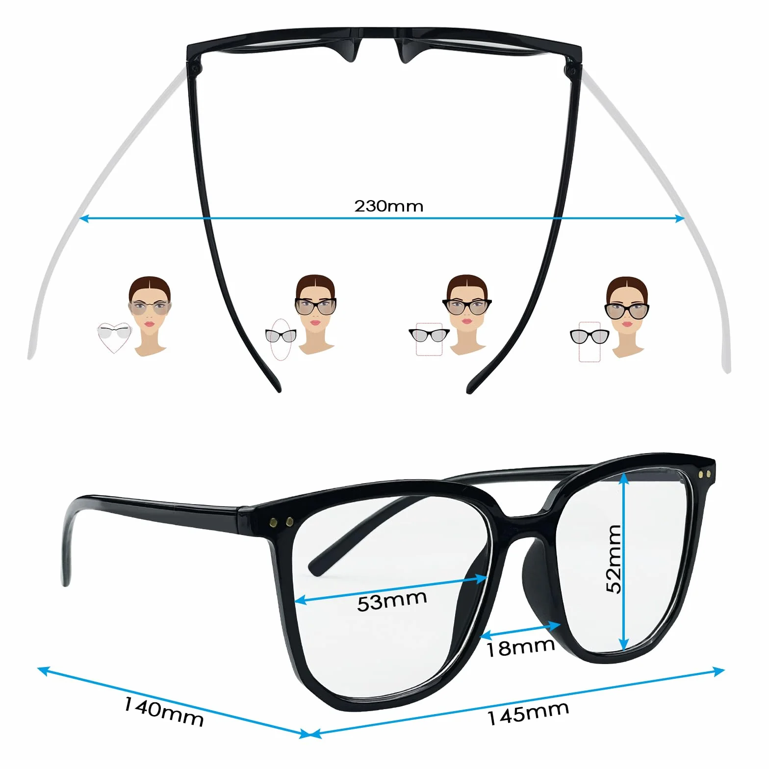 Lunettes Anti Lumiere Bleue, Lunettes D'ordinateur Anti-Fatigue, Monture Large, Léger et Portable pour Homme Femme