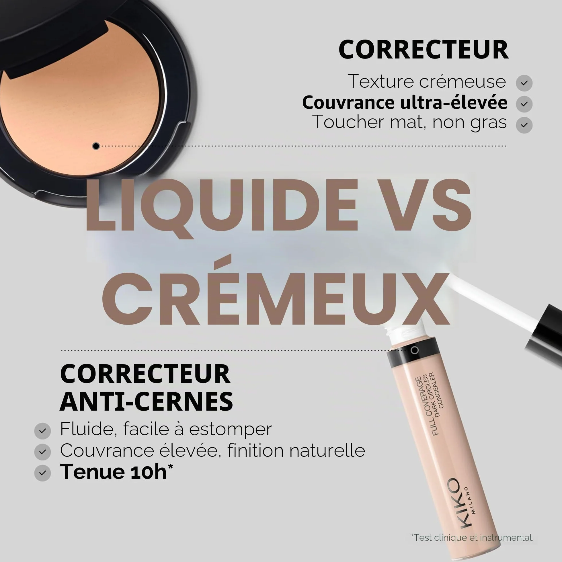 KIKO Milano Full Coverage Dark Circles Concealer 01 Correcteur Liquide Haute Couvrance