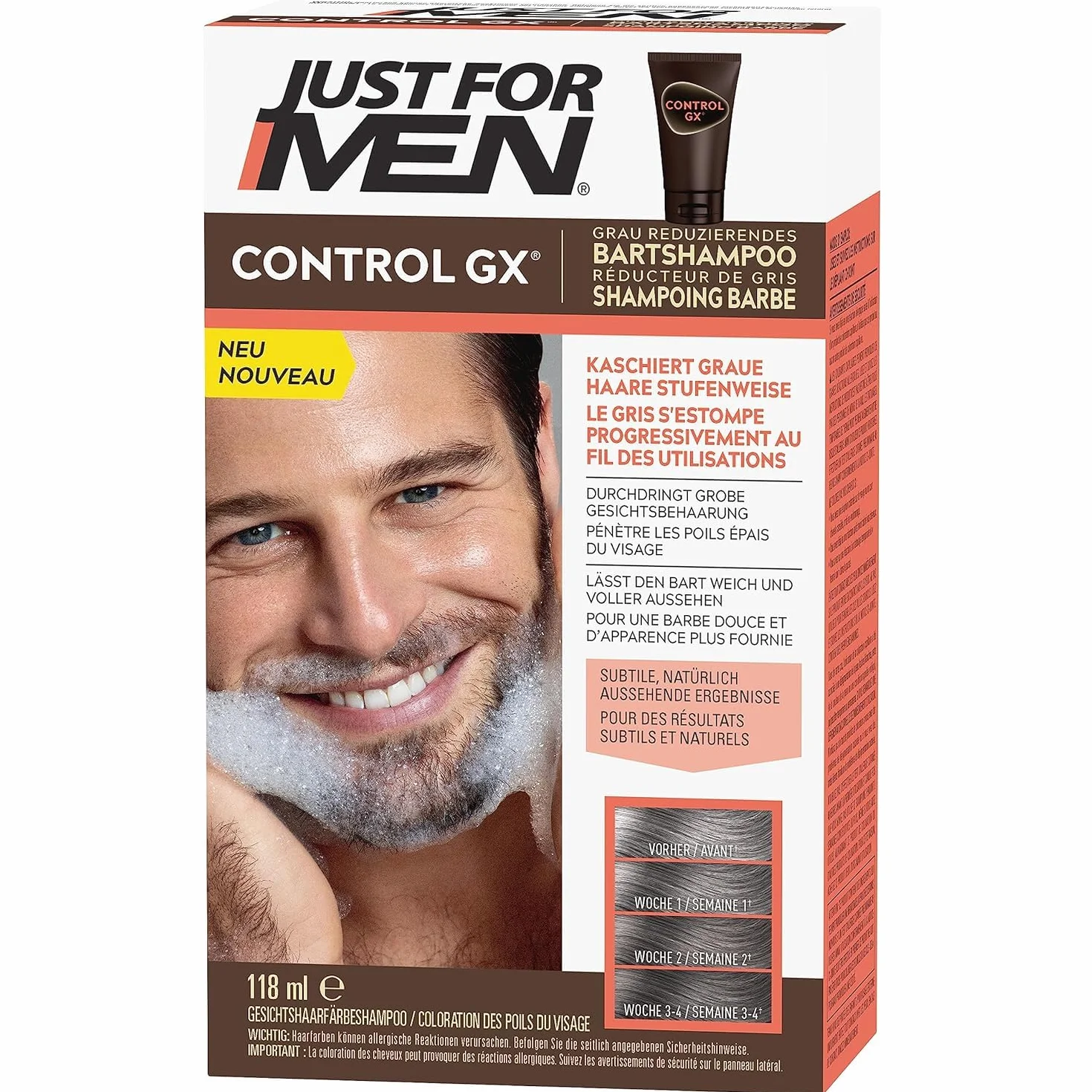 Just For Men Control GX Shampooing colorant barbe 118 ml