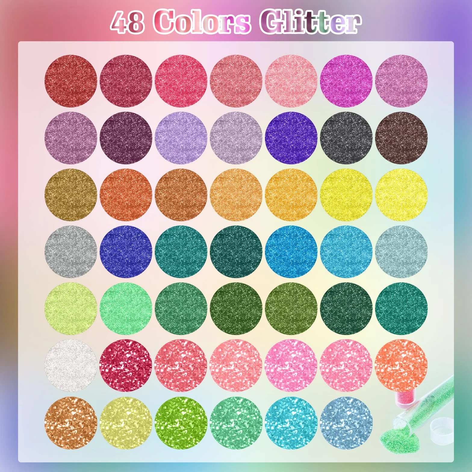 Poudre de Paillettes Nail Art 48 Couleurs 240 g Glitter Cosmétique Résine Époxy DIY