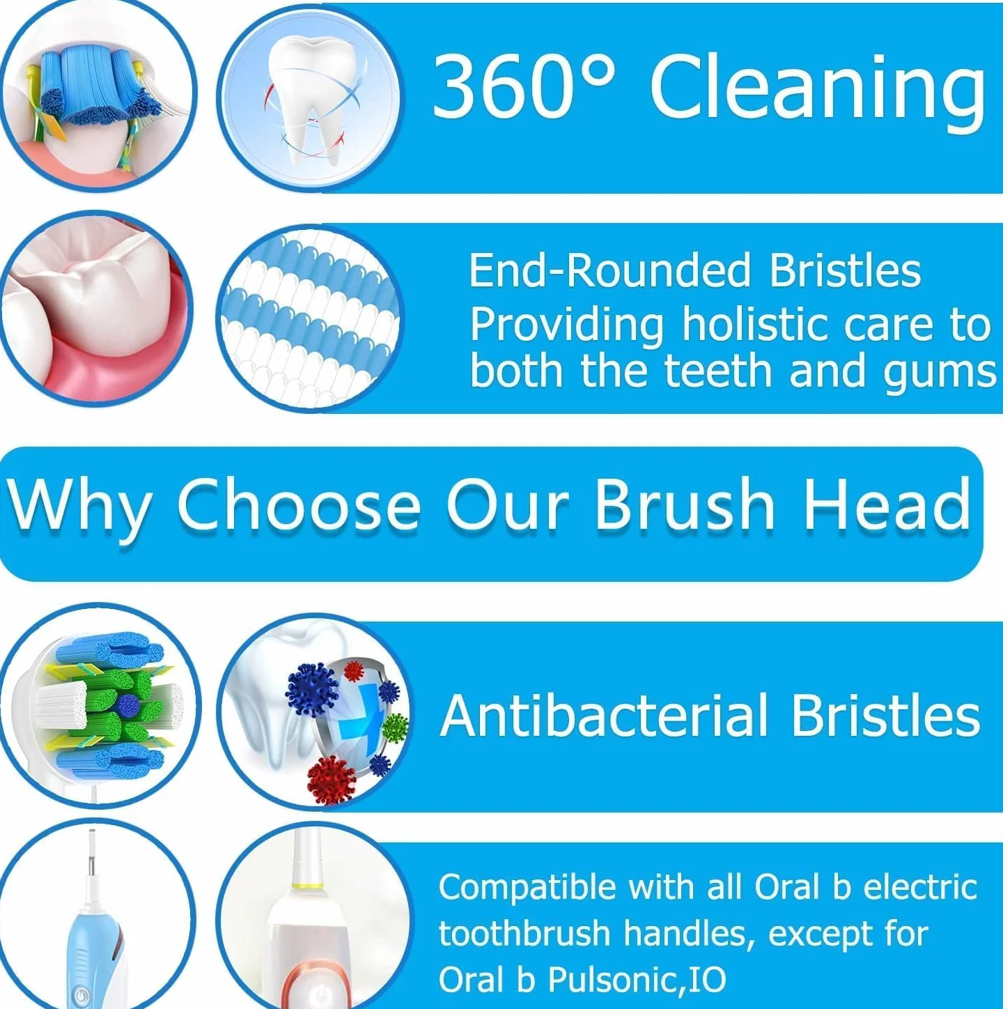 Brossette Compatible Braun Oral-b Têtes de Rechange Brosse à Dents Electrique Precision Floss Cross Sensitive 16 Pièces
