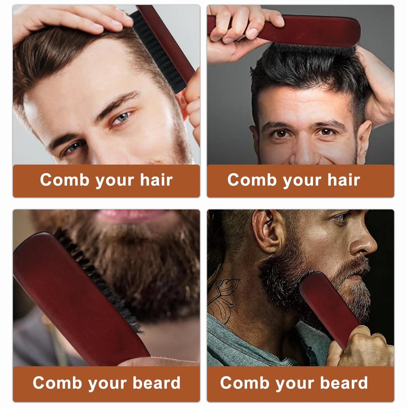 Brosse Poils Sanglier pour Cheveux Épais Ondulés Secs Abîmés Démêler Coiffer