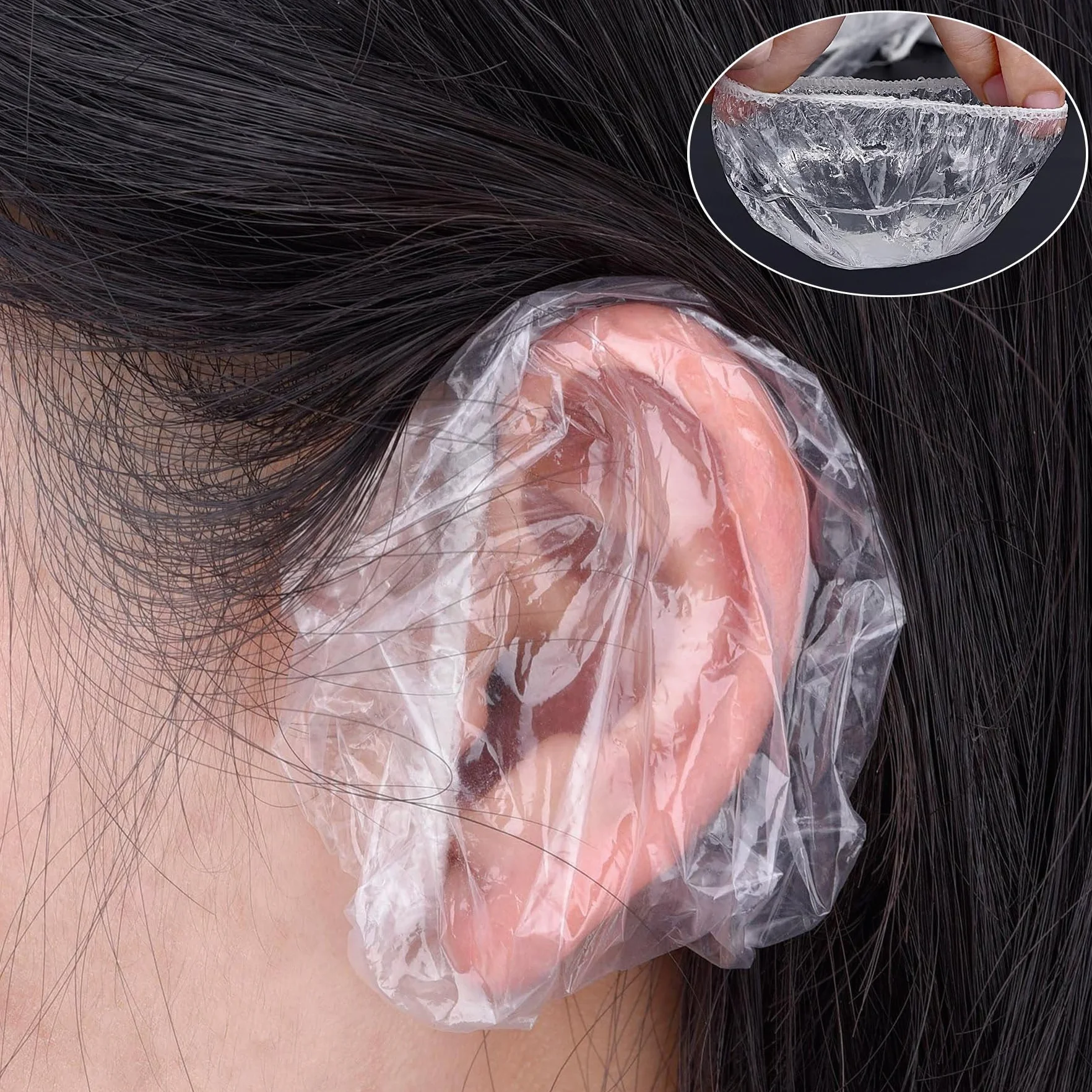 Bonnets douche jetables transparents plastique pour adultes salons coiffure bains
