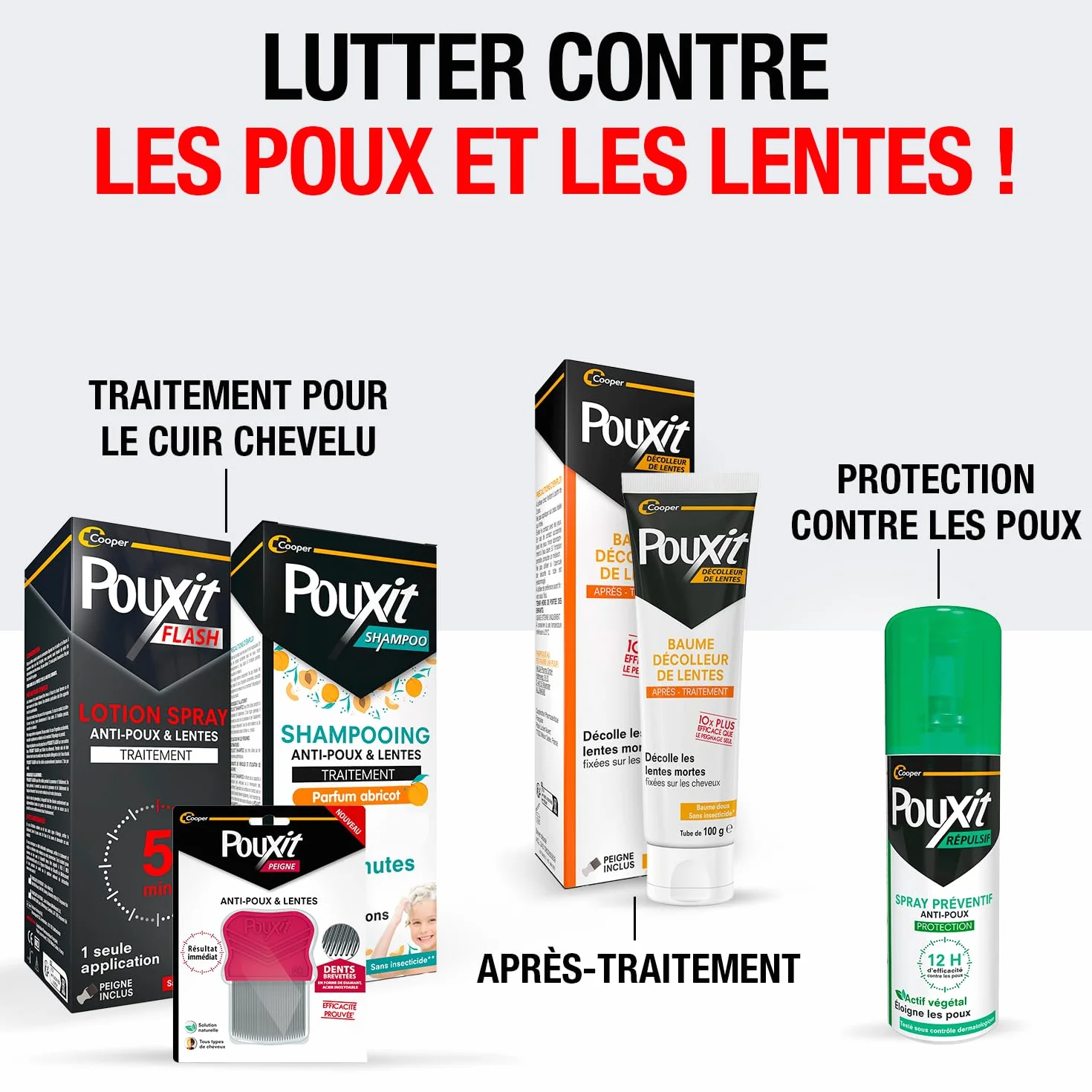 POUXIT Flash Lotion Spray Anti-Poux et Lentes 150 ml Traitement Cuir Chevelu