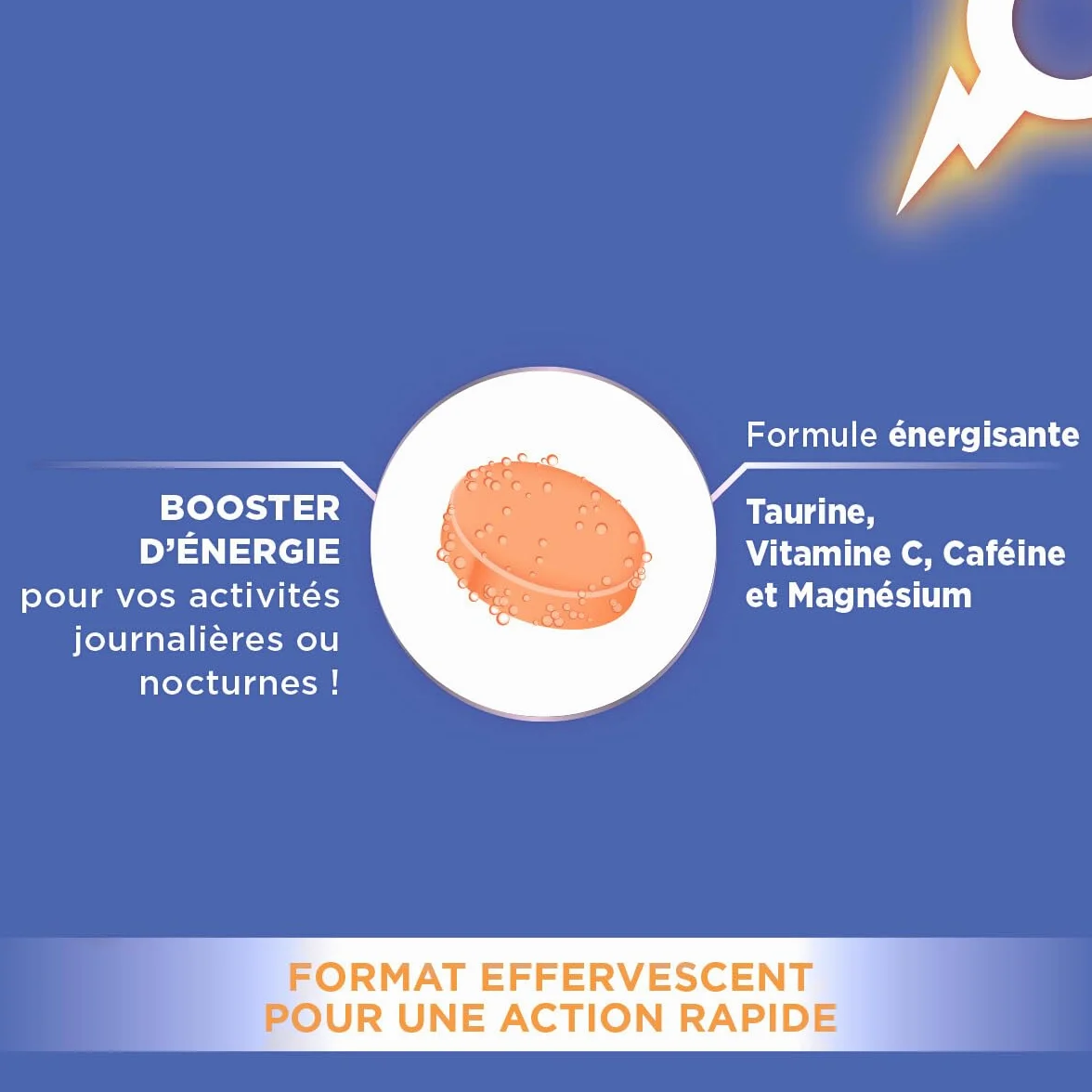 Forté Pharma Taurine Power Booster d'Énergie 30 comprimés effervescents Caféine Vitamine C L Carnitine