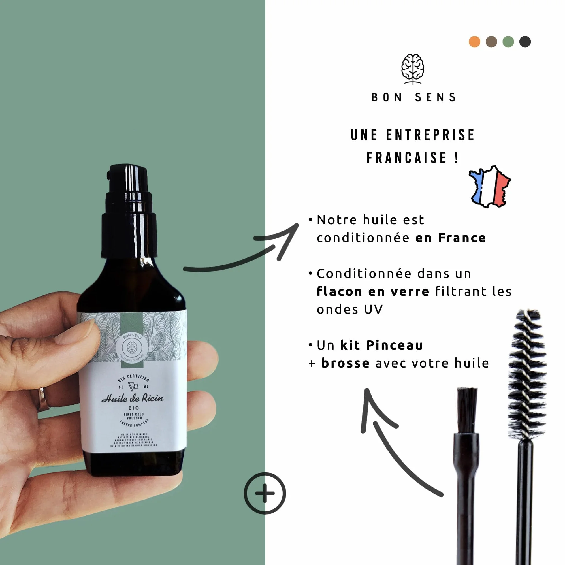 Huile de Ricin Bio 50ml Pressée à froid Pure Soin Cheveux Barbe Cils Sourcils Ongles