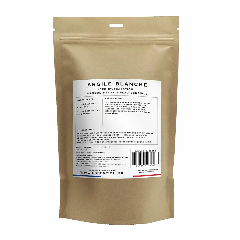 Argile Blanche Kaolin 100% Naturel 150g Cheveux Peaux Pellicules Rougeurs