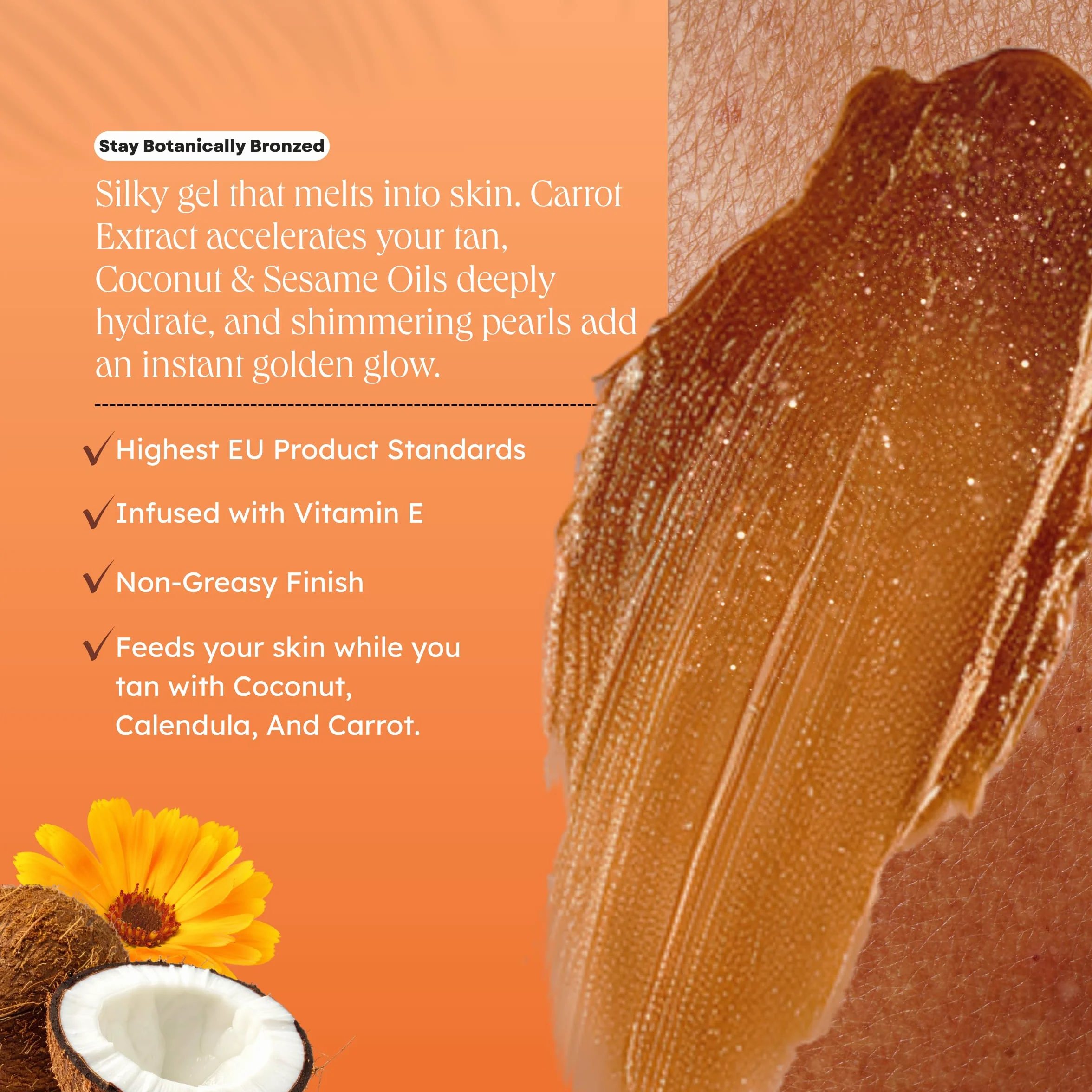 Carroten Intensive Tanning Gel GOLD 150ml - Accélérateur de Bronzage - Huile de Bronzage - Activateur de Bronzage - avec Perles Paillettes - SPF0