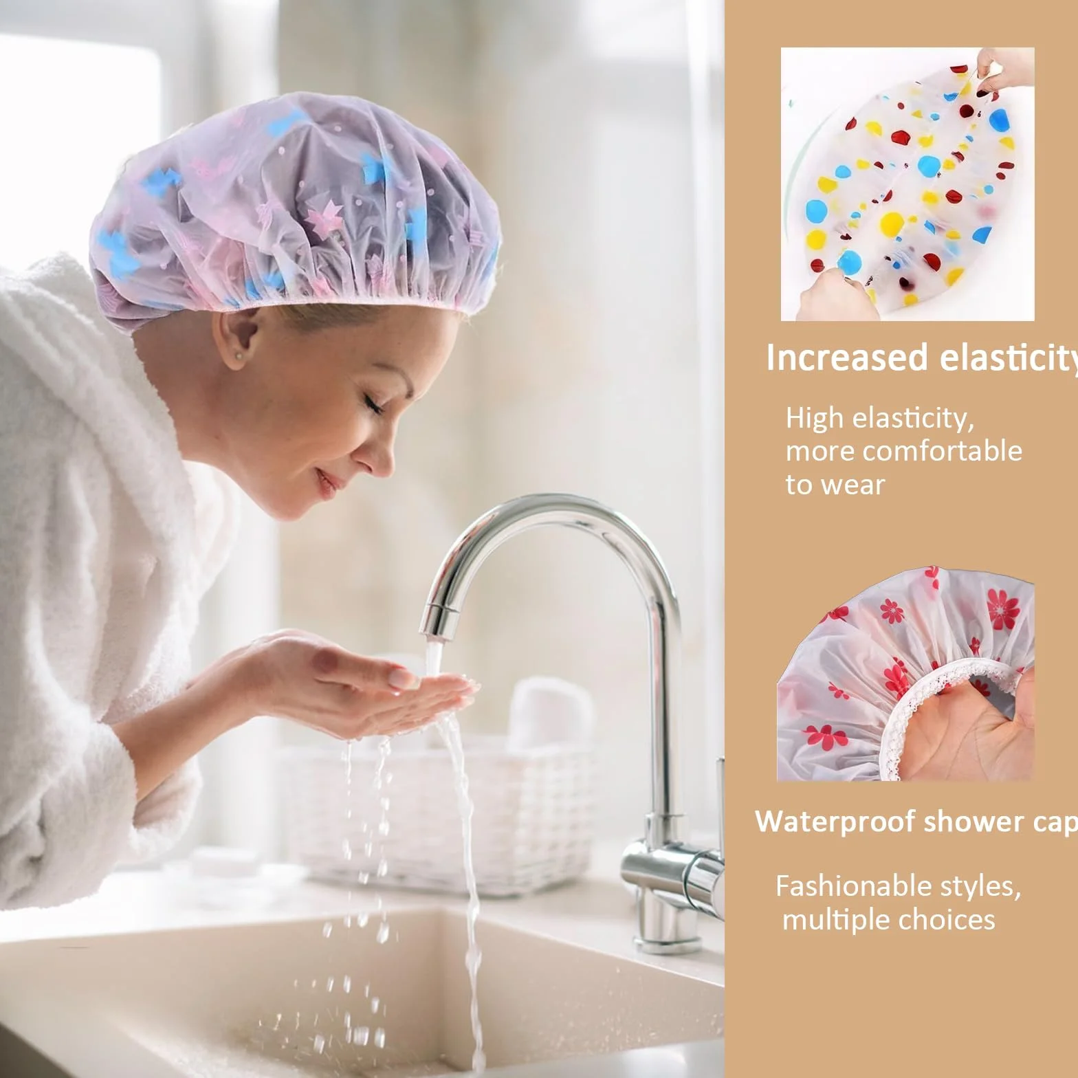 Bonnet de Douche Femme Imperméable Réutilisable 10 Pièces Bande Élastique SPA Salon