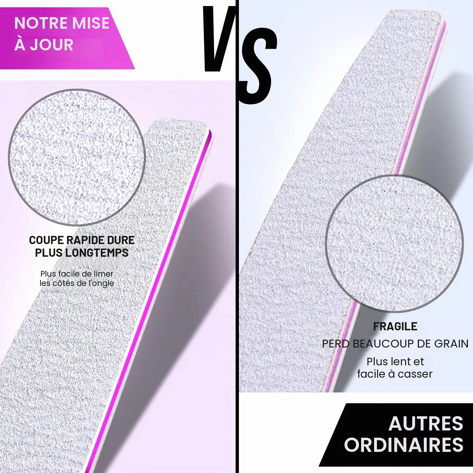 Lime à Ongles Professionnelles 10 Pcs 5 Formes Grain 100/180 Double Faces Polissage Ponçage