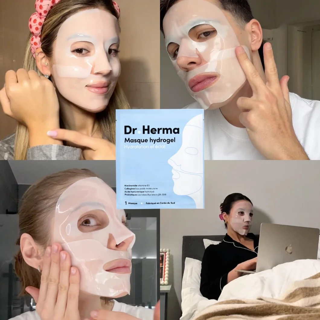 Masque Hydrogel Collagène Acide Hyaluronique Hydratation Intense Anti-Âge Resserrement Pores Hypoallergénique Soin Coréen Visage Premium