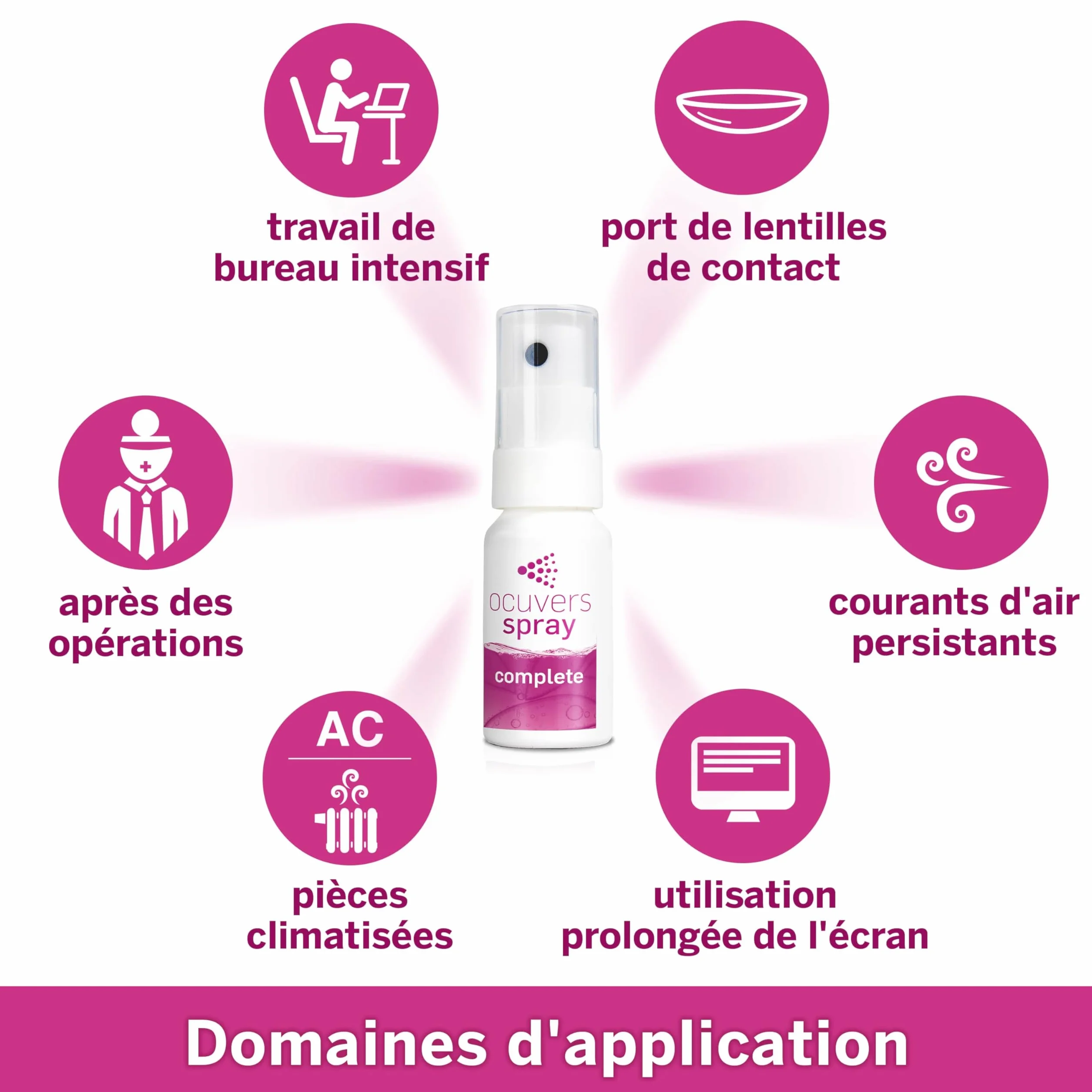 Ocuvers Complete Spray pour les yeux 0,3% acide hyaluronique liposomes aloe vera vitamine B5 E 10 ml