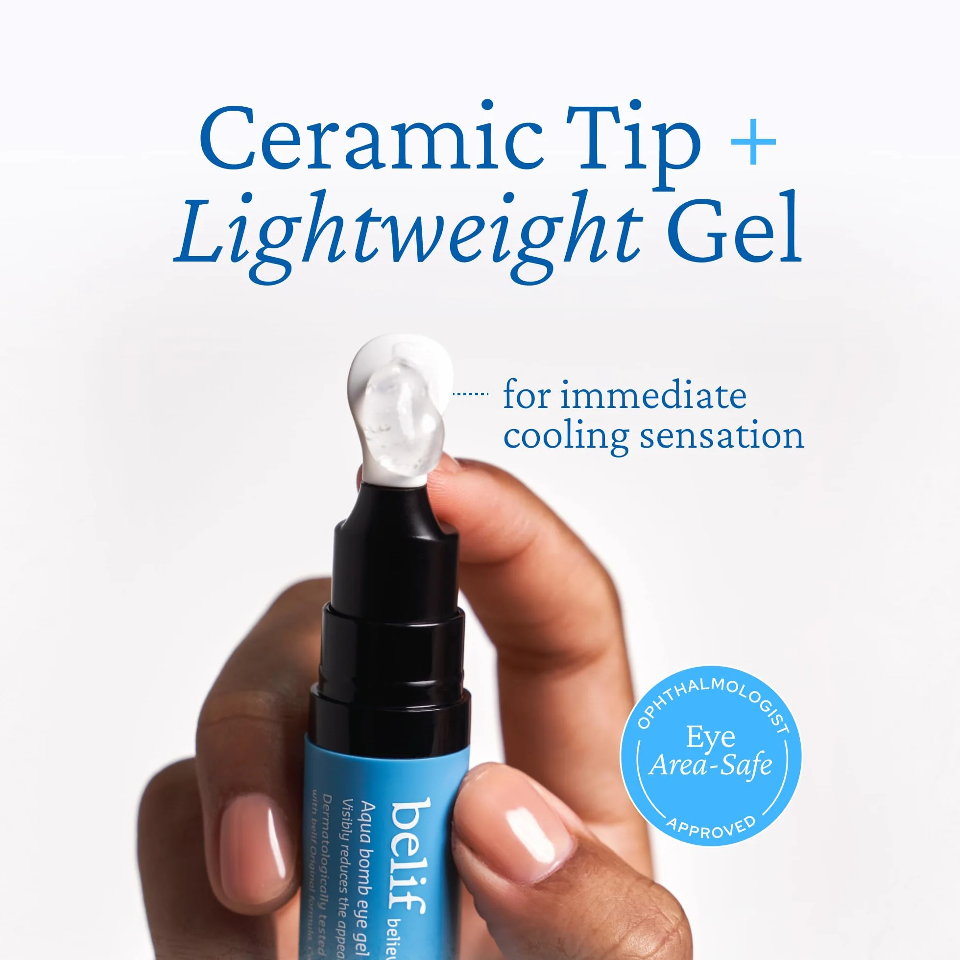 belif Aqua Bomb Cooling Eye Gel - Caffeine & Hyaluronic Acid for Puffiness, Niacinamide & Vitamin C for Dark Circles, Adenosine & Collagen for Firming, Korean Skincare (15ml)