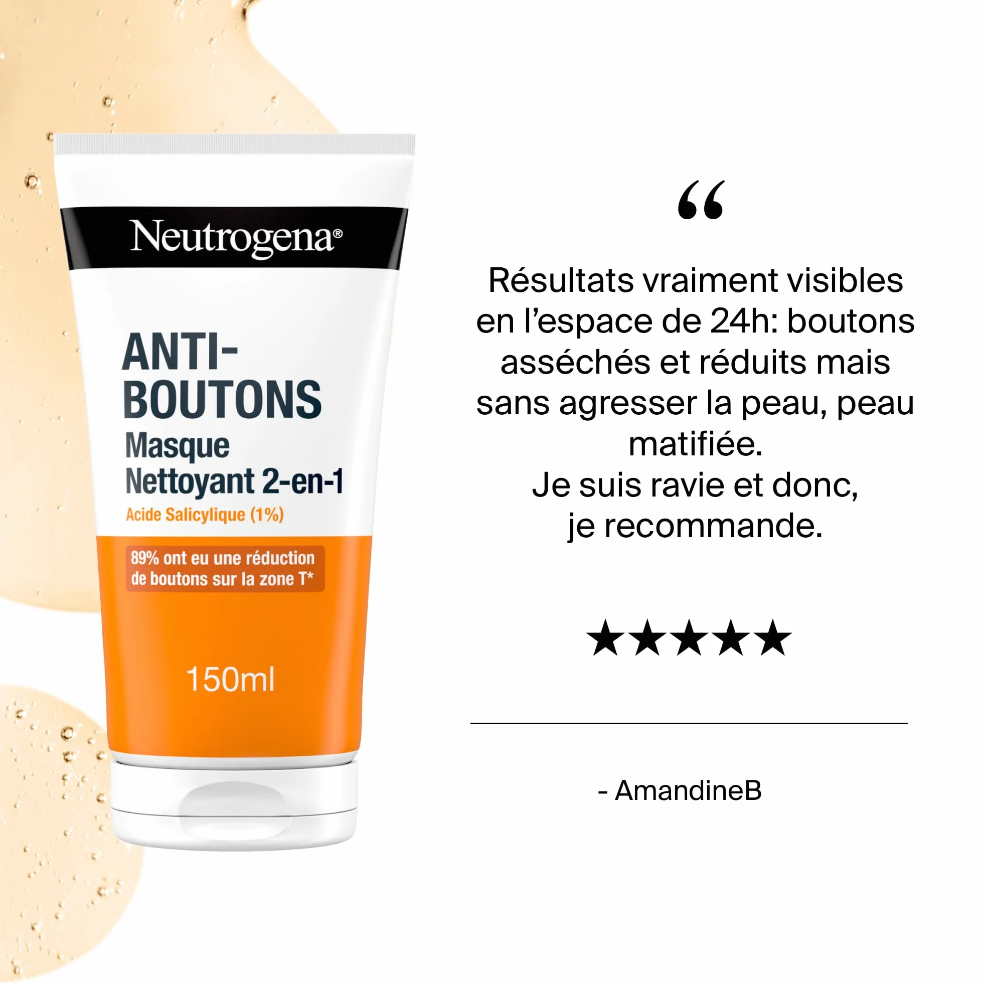 Neutrogena Masque Nettoyant 2-en-1 150 ml Acide Salicylique 1%