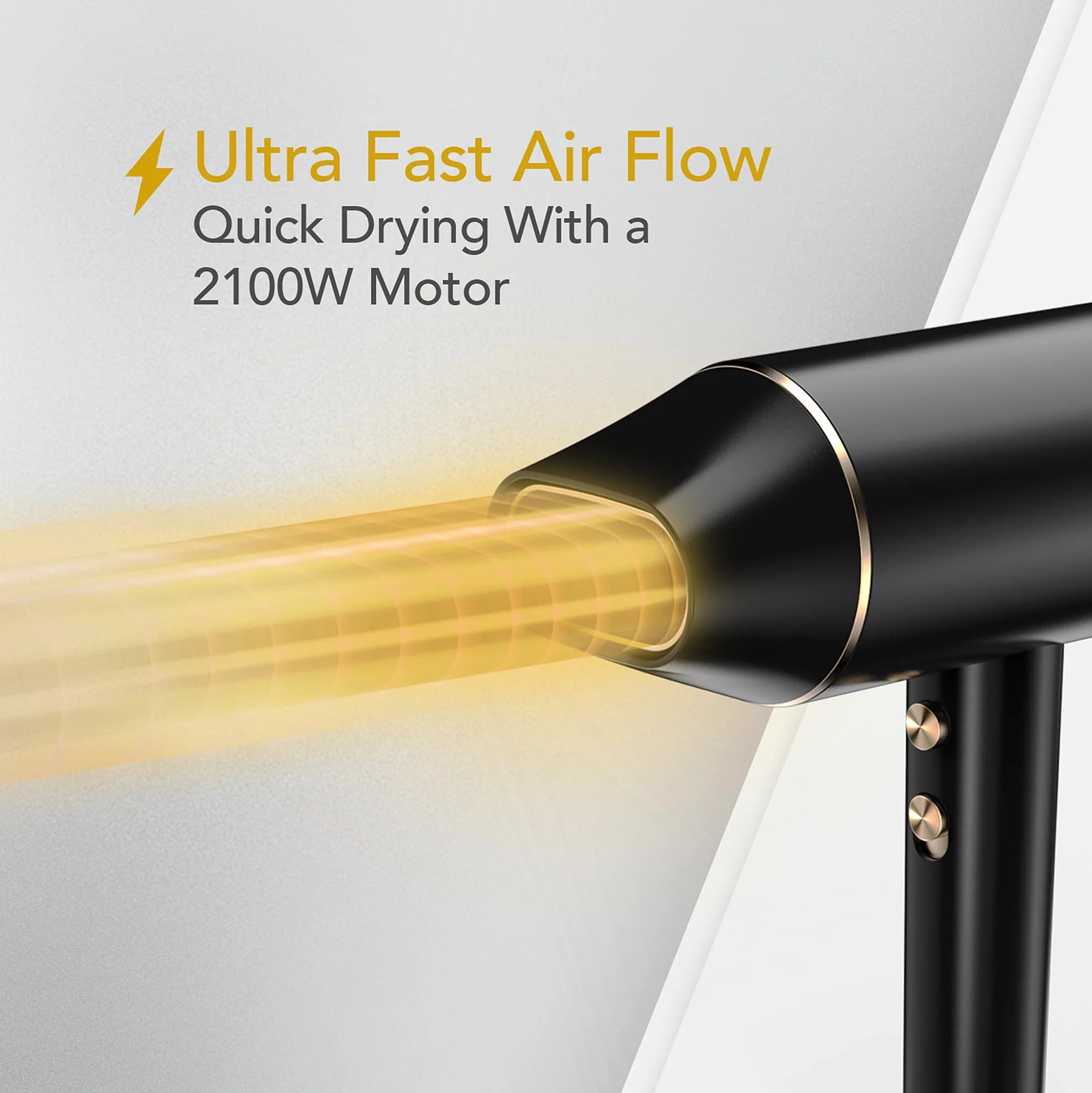 WAHL Ionic Flow Hairdryer, séchage professionnel, sans frisottis, puissant, léger, jet d'air froid, concentration de chaleur, diffuseur, vitesse rapide, coiffage, compact, voyage