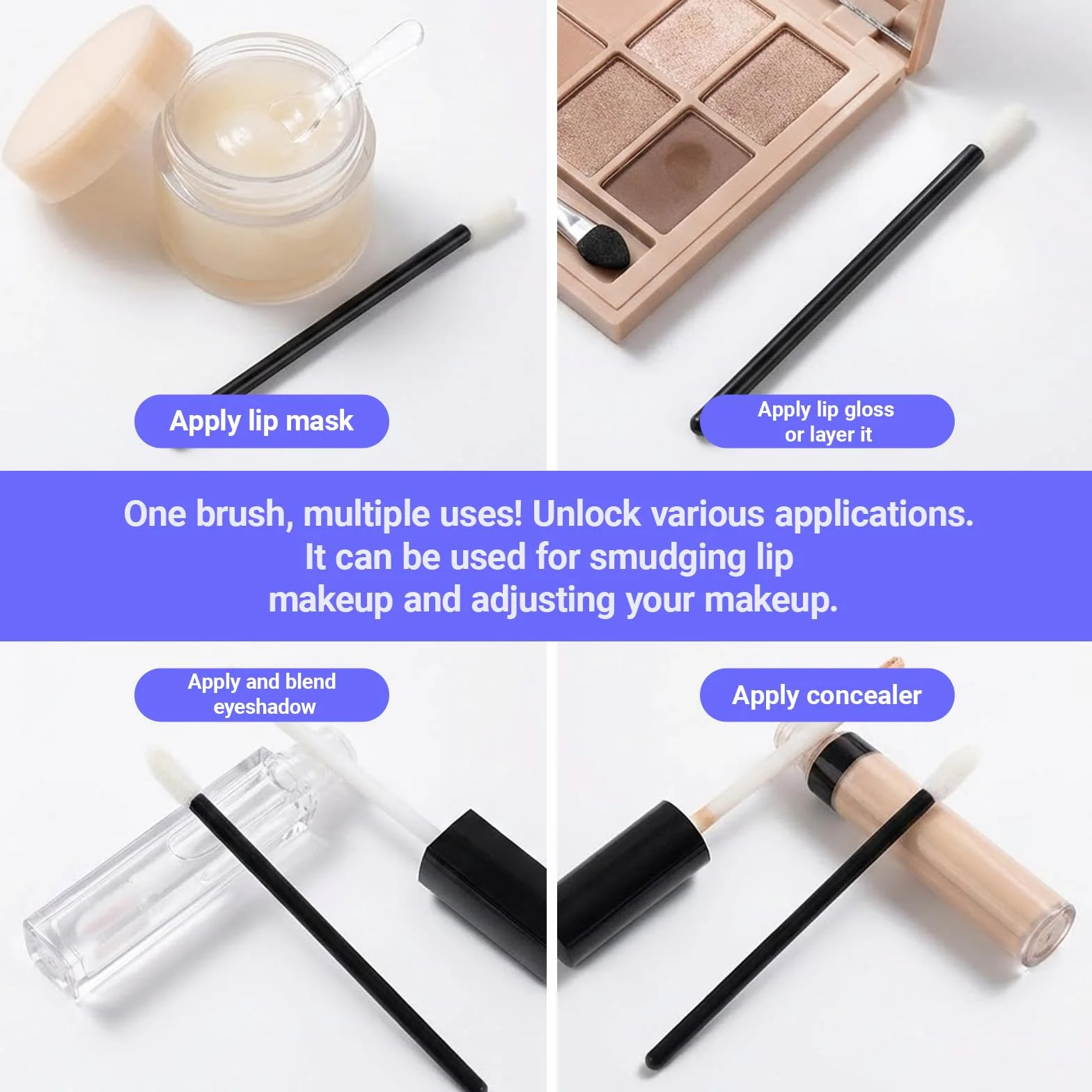 Pinceaux Lèvre Jetables 300 Pièces, Brosse Goupillon Pinceau Sourcil Extension Stick Lèvre, Applicateurs Maquillage Hygiéniques