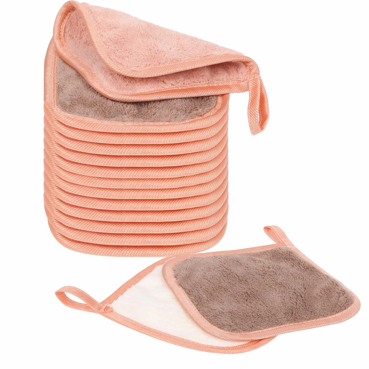 PHOGARY Pads Demaquillants Lavables, 12 Pièces Coton Réutilisable Visage, Microfibre Tampons Démaquillants