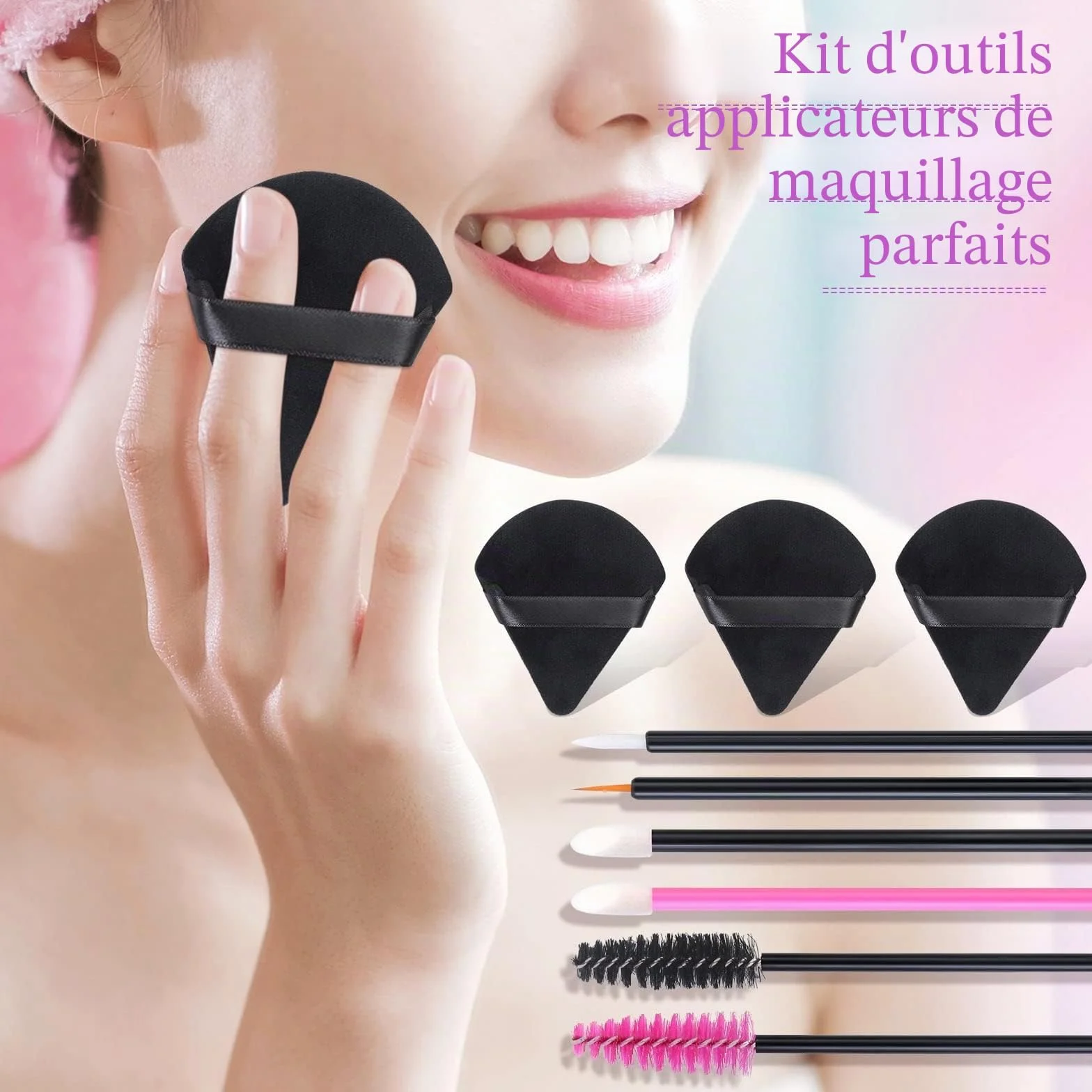248 pièces kit d'application de maquillage jetable pinceaux eyeliner houppettes triangulaires