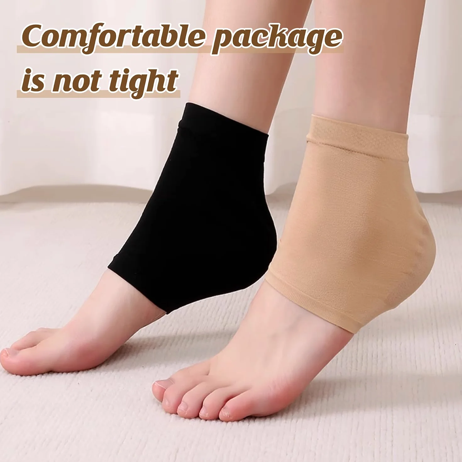 Chaussettes Hydratantes pour Talons en Gel Réutilisables - Traitement Talons Secs et Crevassés (Noir, Kaki)