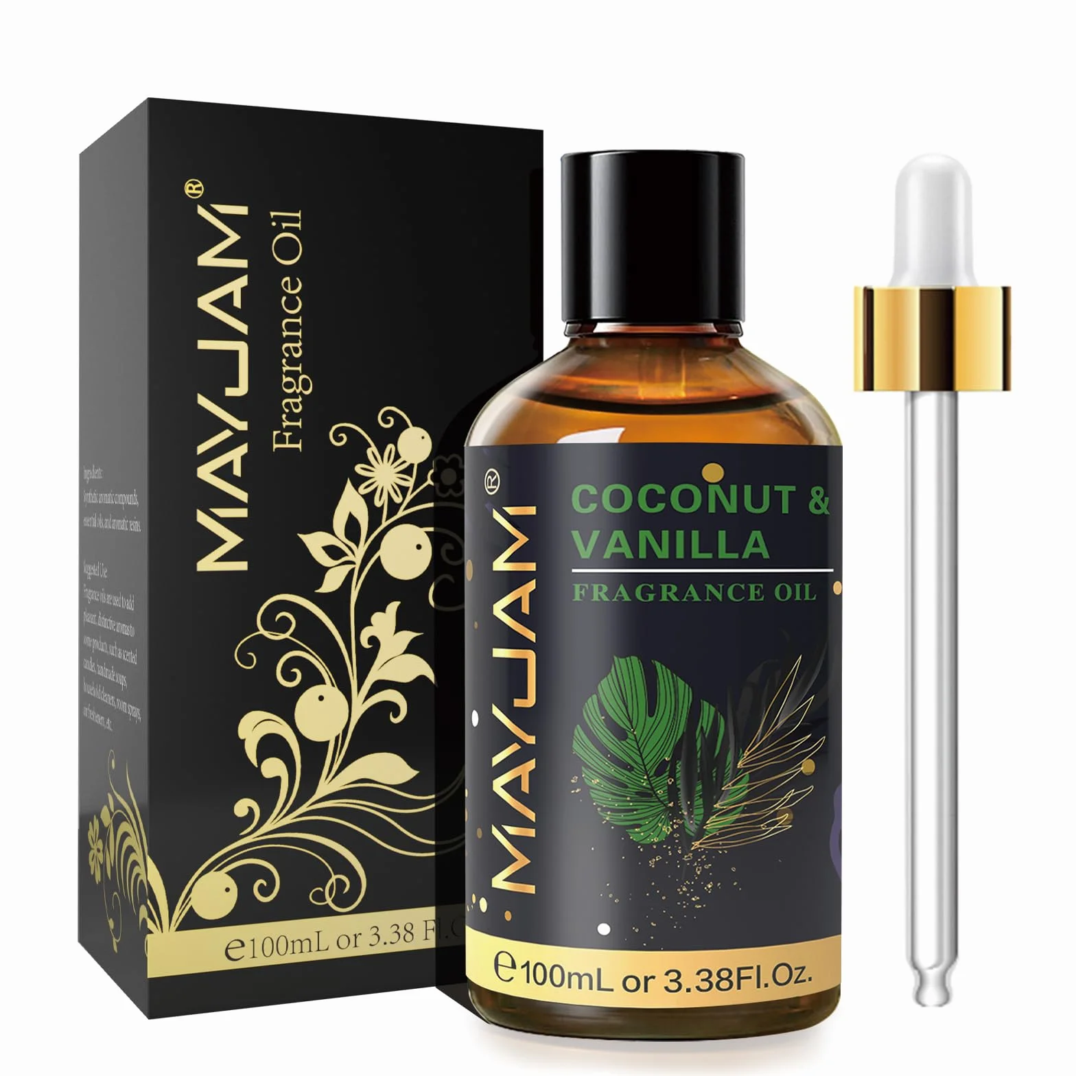 MAYJAM Huile Essentielle Noix De Coco Vanille 100ml Parfumée Diffuseur Aromathérapie