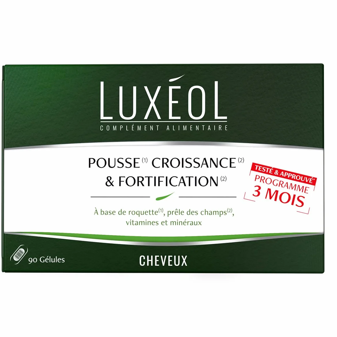 LUXÉOL Pousse Croissance & Fortification Complément Alimentaire Roquette Prêle Des Champs Zinc Cuivre Sélénium Vitamine B8 B6 90 Gélules
