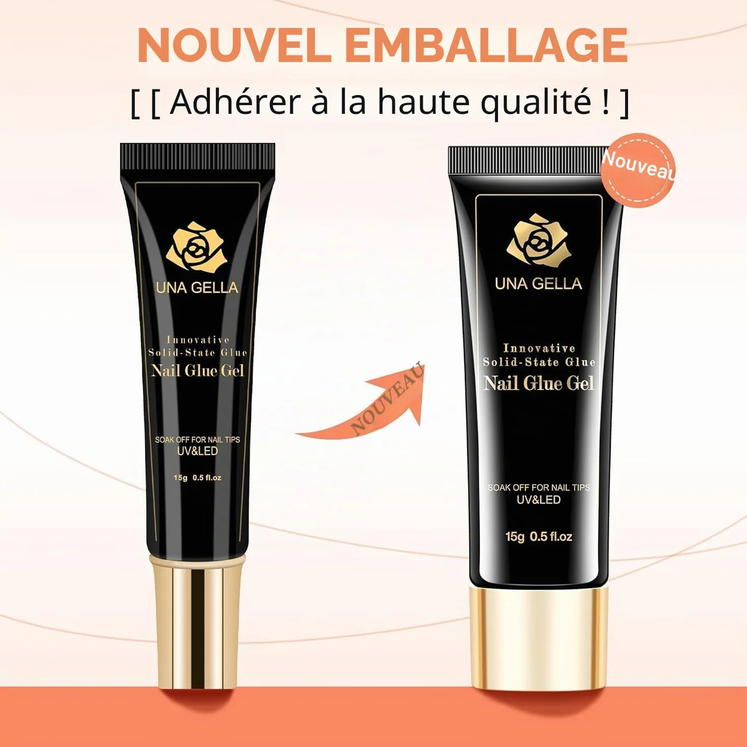 UNA GELLA Colle Faux Ongles Gel Solide 40ml Super Forte UV LED Soak Off