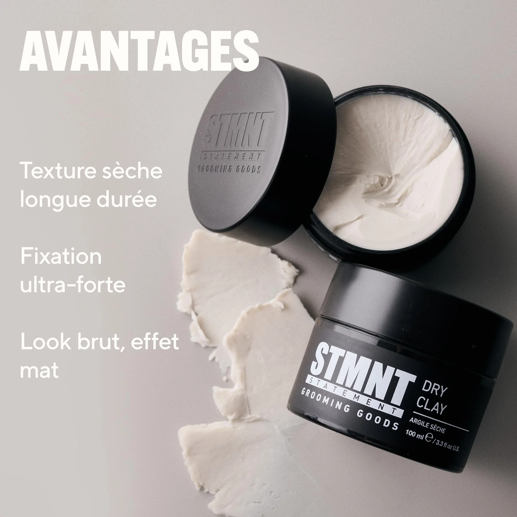 STMNT STATEMENT GROOMING GOODS Argile sèche - Finition extra mate - Très forte tenue - Facile à laver - Non gras