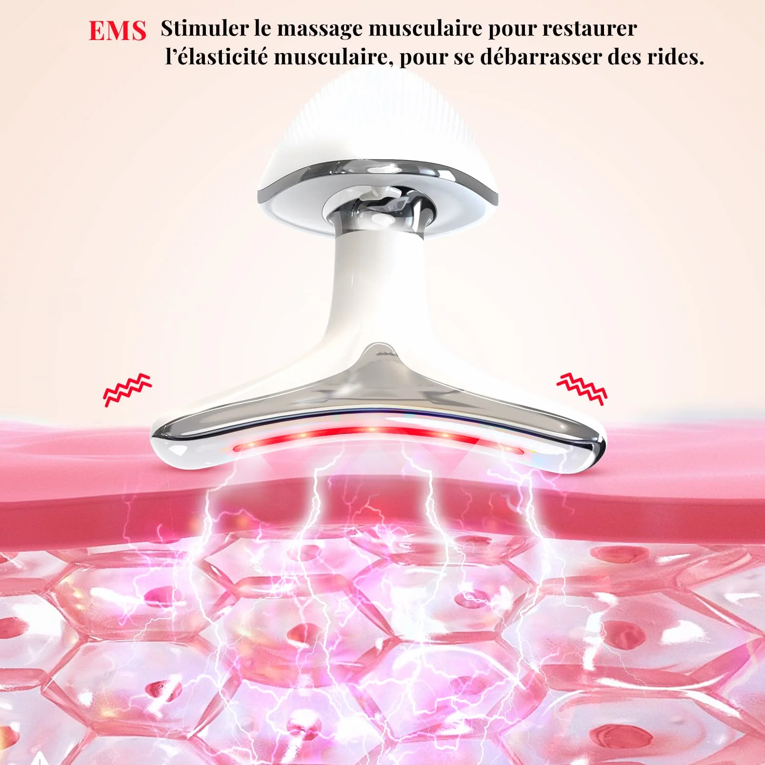 Appareil Anti Rides Visage, ANLAN Appareil de Beauté, Soins de la Peau Dispositif de Beauté avec Lifting EMS Massage, Tonification Pour Le Visage Raffermissement Levage Cou(45℃)