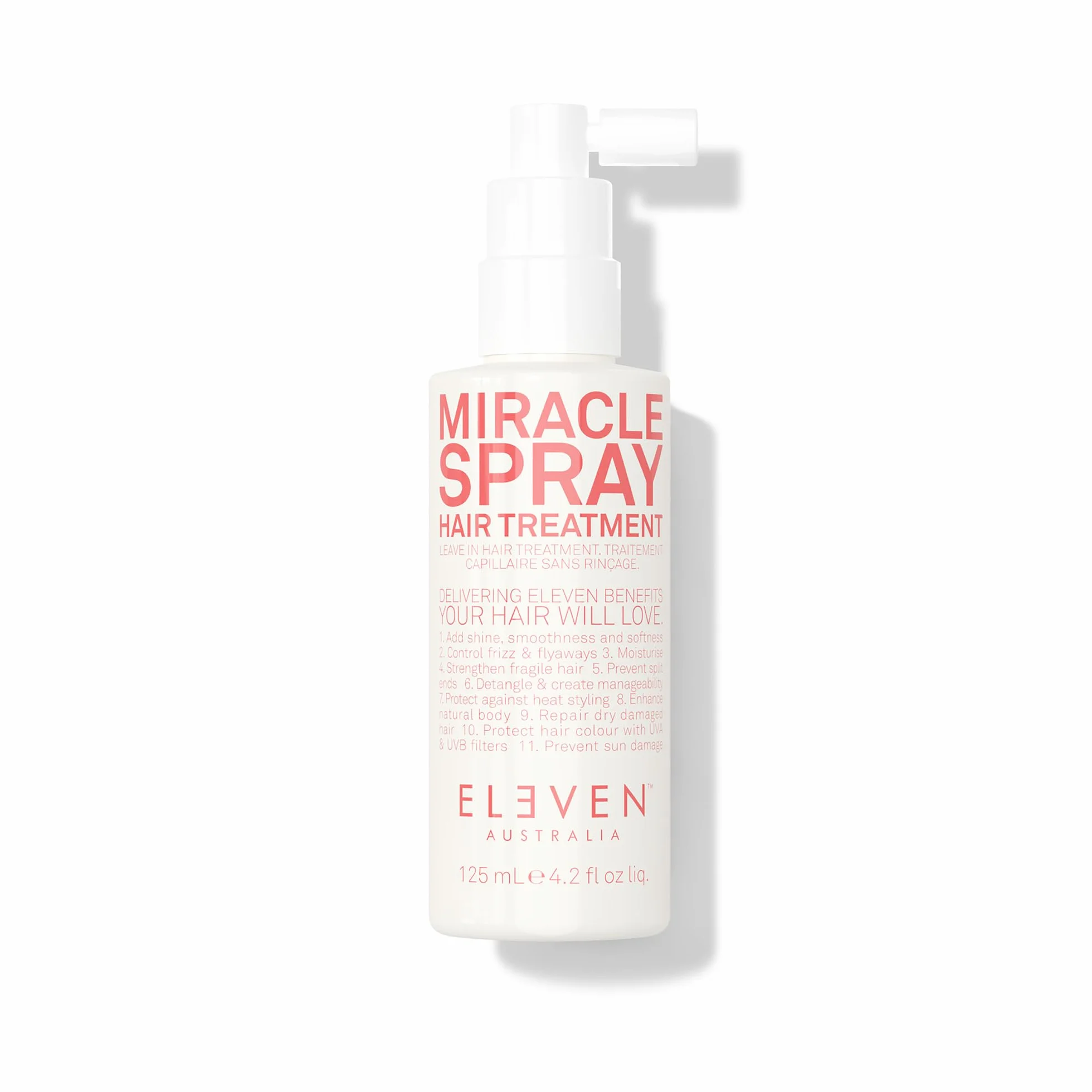 ELEVEN Australia Miracle Spray Hair Treatment – Soin Sans Rinçage 11-en-1 en Spray – Protecteur Thermique, Anti-Frisottis et Démêlant – Végan – 125ml