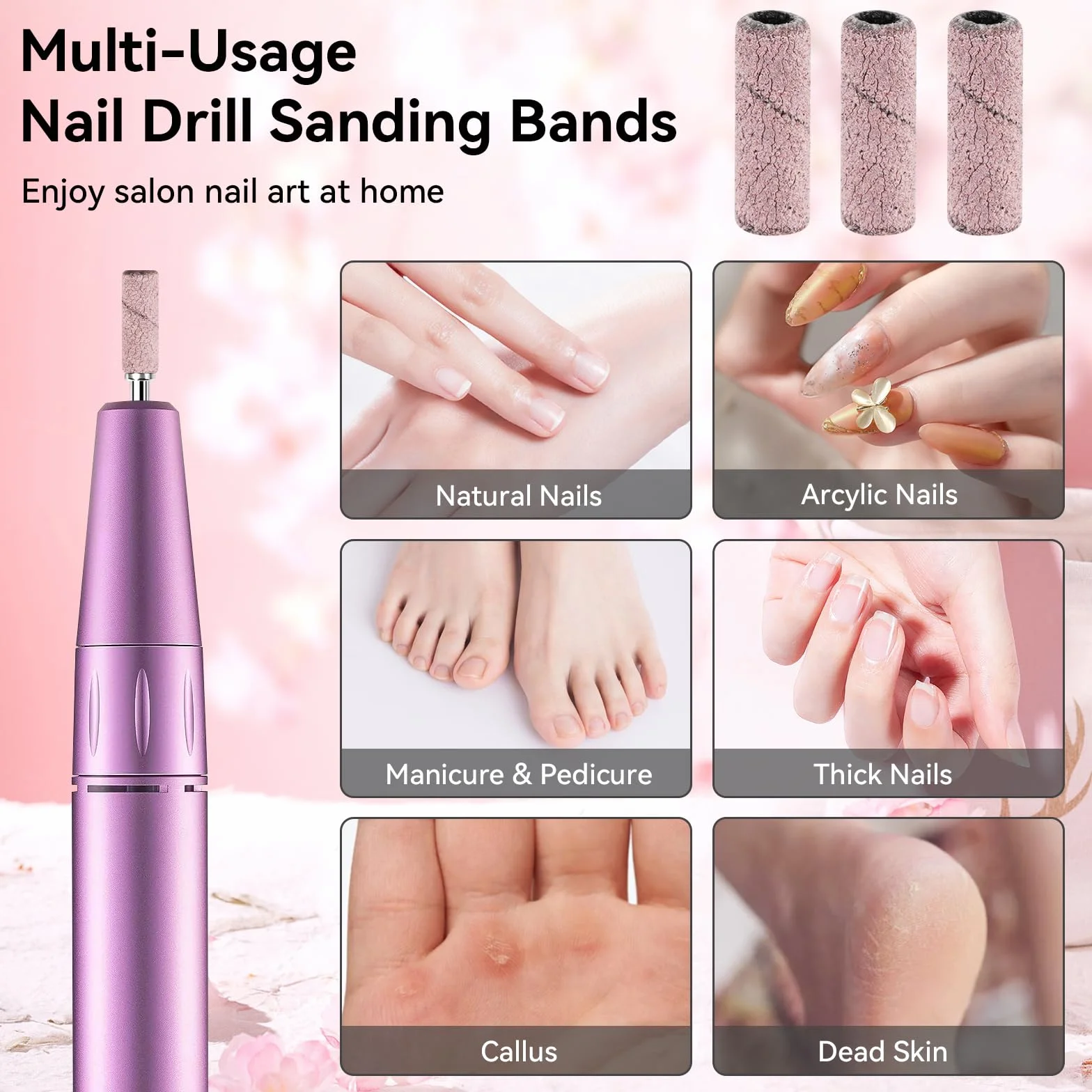 Embouts Ponceuse Manchons #240 Ongles Bandes de Ponçage Professionnelles 100 Pièces pour Perceuse à Ongles Manucure Pédicure
