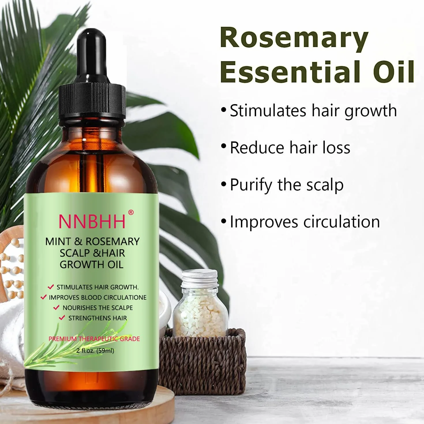Huile essentielle de Menthe poivrée et Romarin Derma Roller 0.5mm pour croissance cheveux