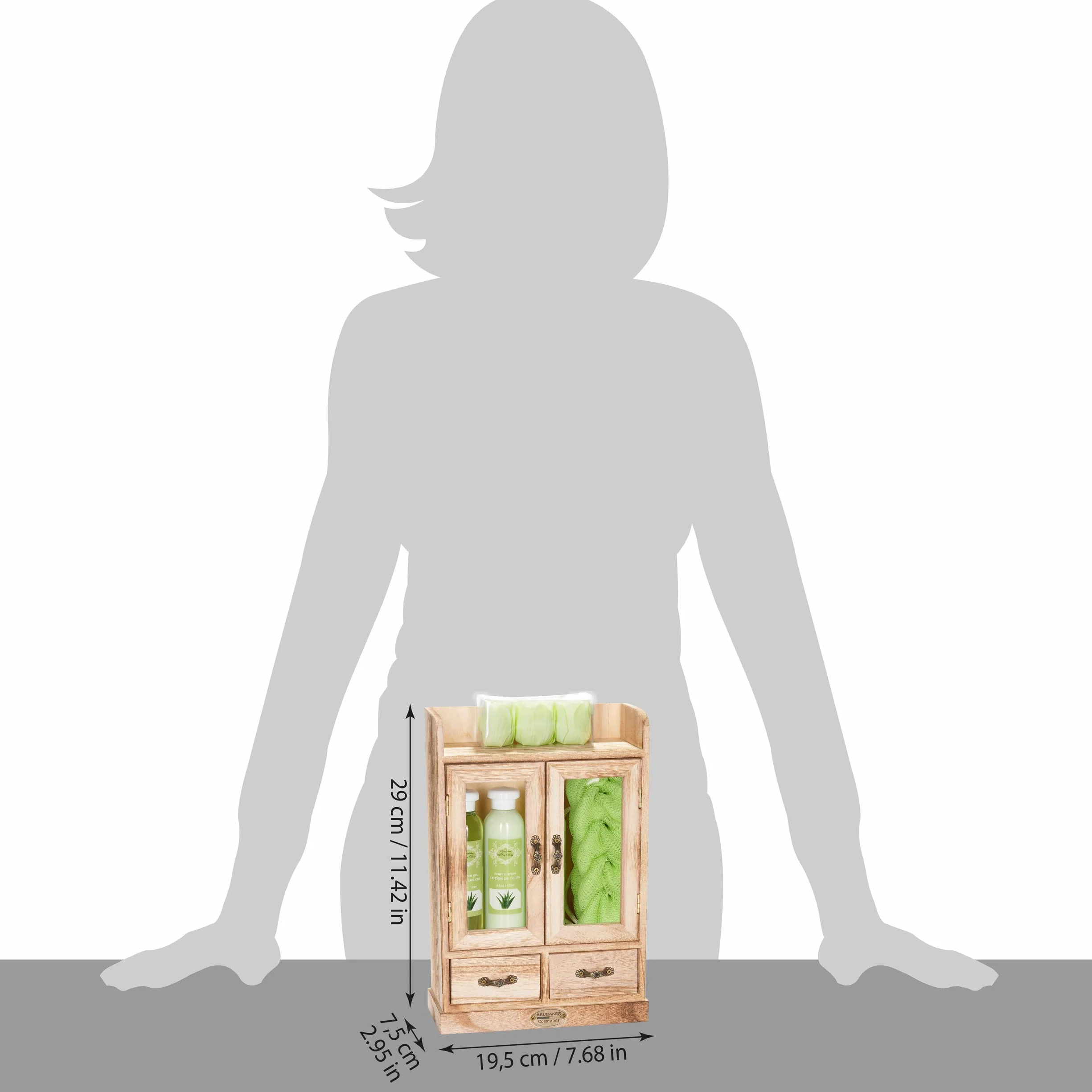 BRUBAKER Cosmetics Coffret de bain Aloe vera 10 Pièces Armoire en Bois