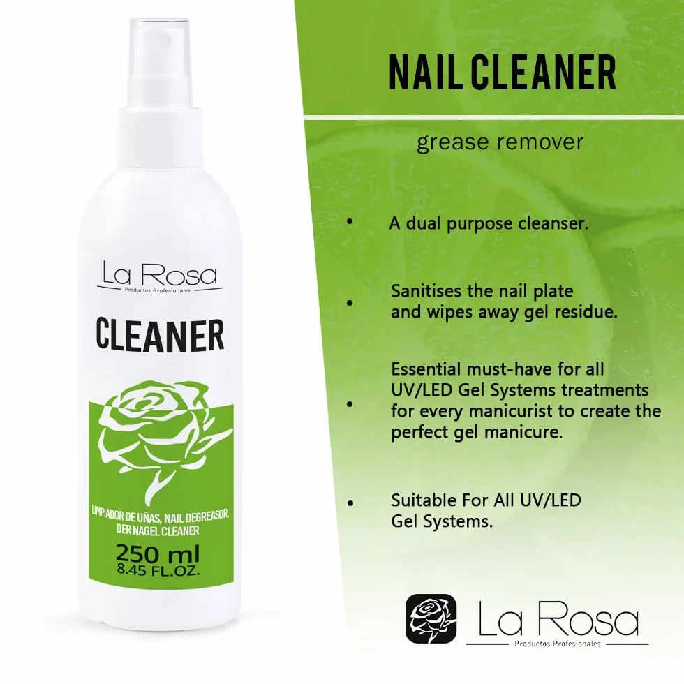 LaRosa Nail Cleaner dégraissant spray 250 ml pour vernis gel manucure UV LED