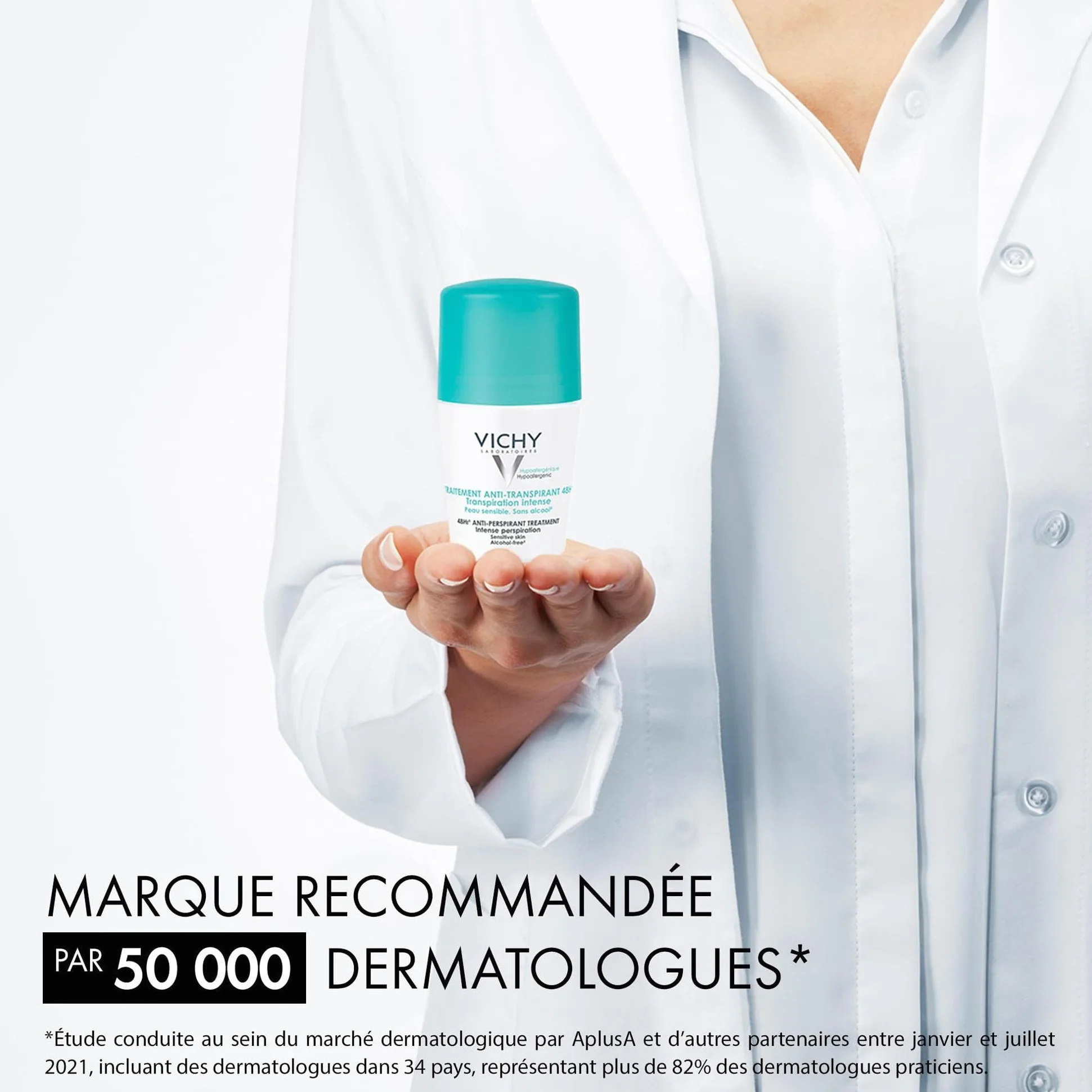 Vichy Traitement Anti-Transpirant Intensif 48H Roll-on 50ml Sans Alcool Hypoallergénique