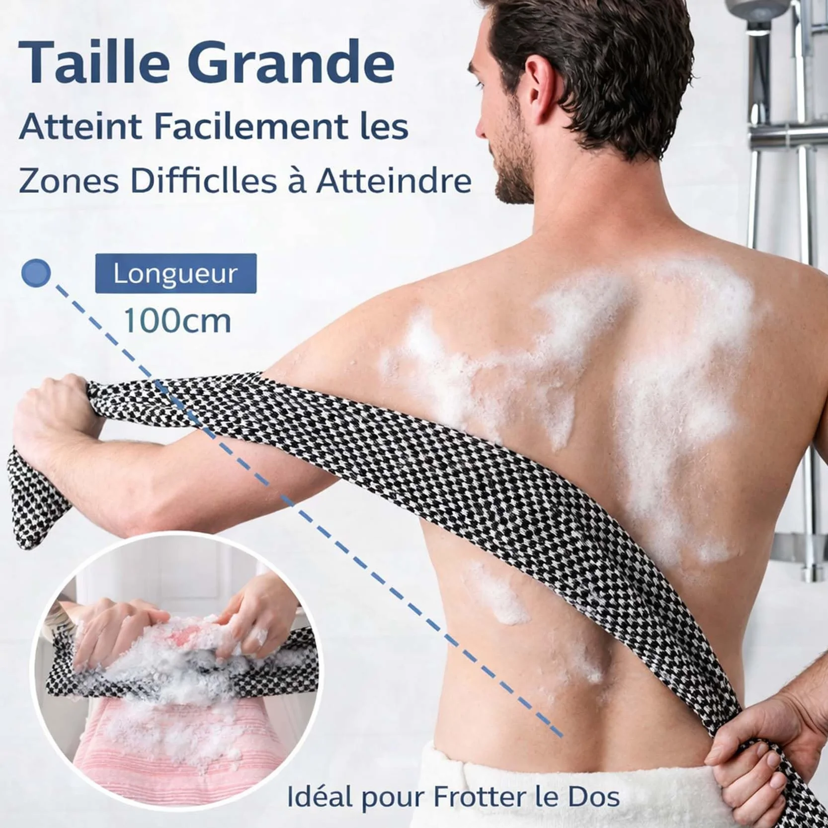 Ecovia Serviette Exfoliante Douche Exfoliation Douce Séchage Rapide Facile à Nettoyer Durable