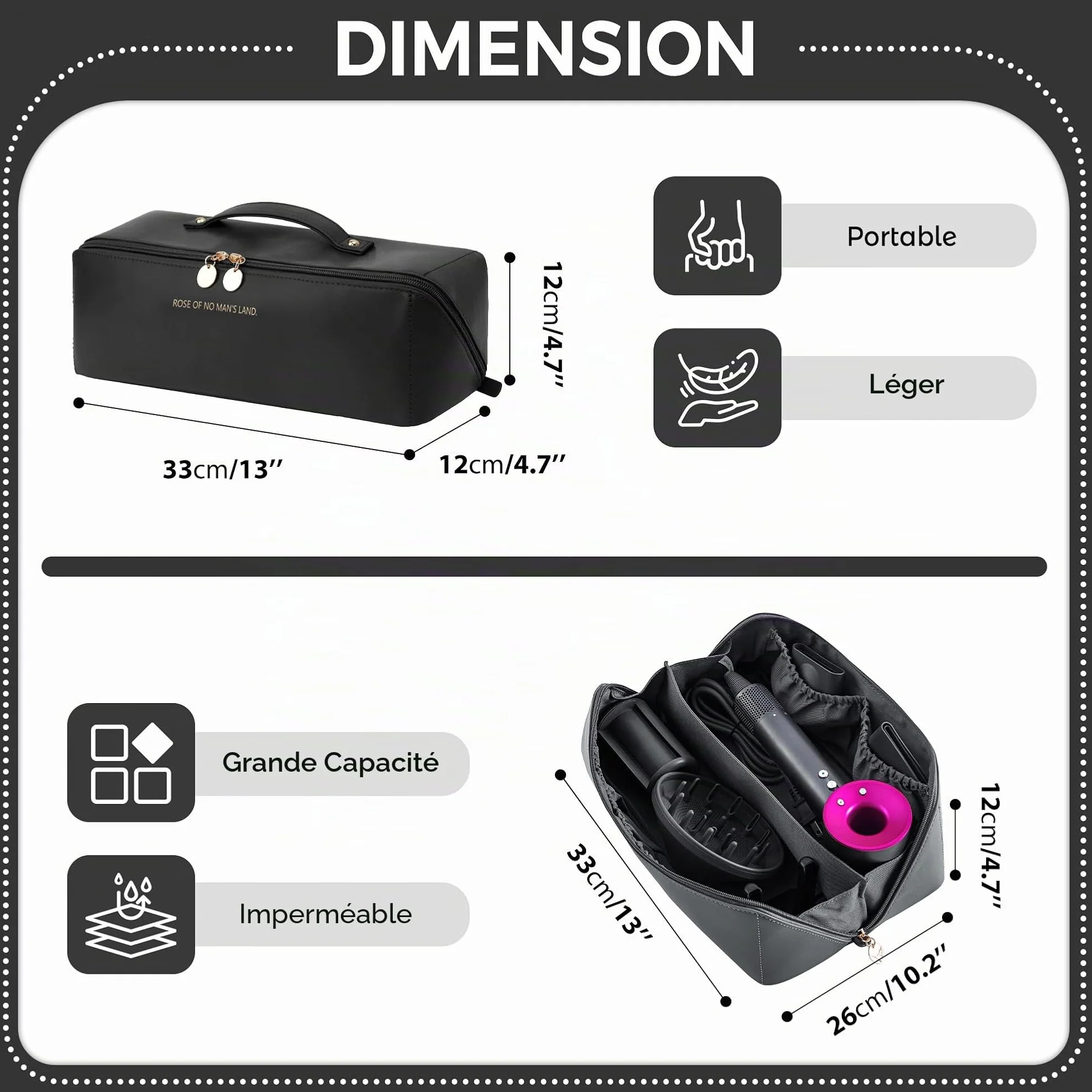 Rangement Dyson Airwrap, Sac de Voyage pour Dyson Airwrap Styler/Shark Flexstyle/Hair Curler, Étui Dyson Airwrap avec Grande Ouverture, Sac de Rangement de Voyage Portable