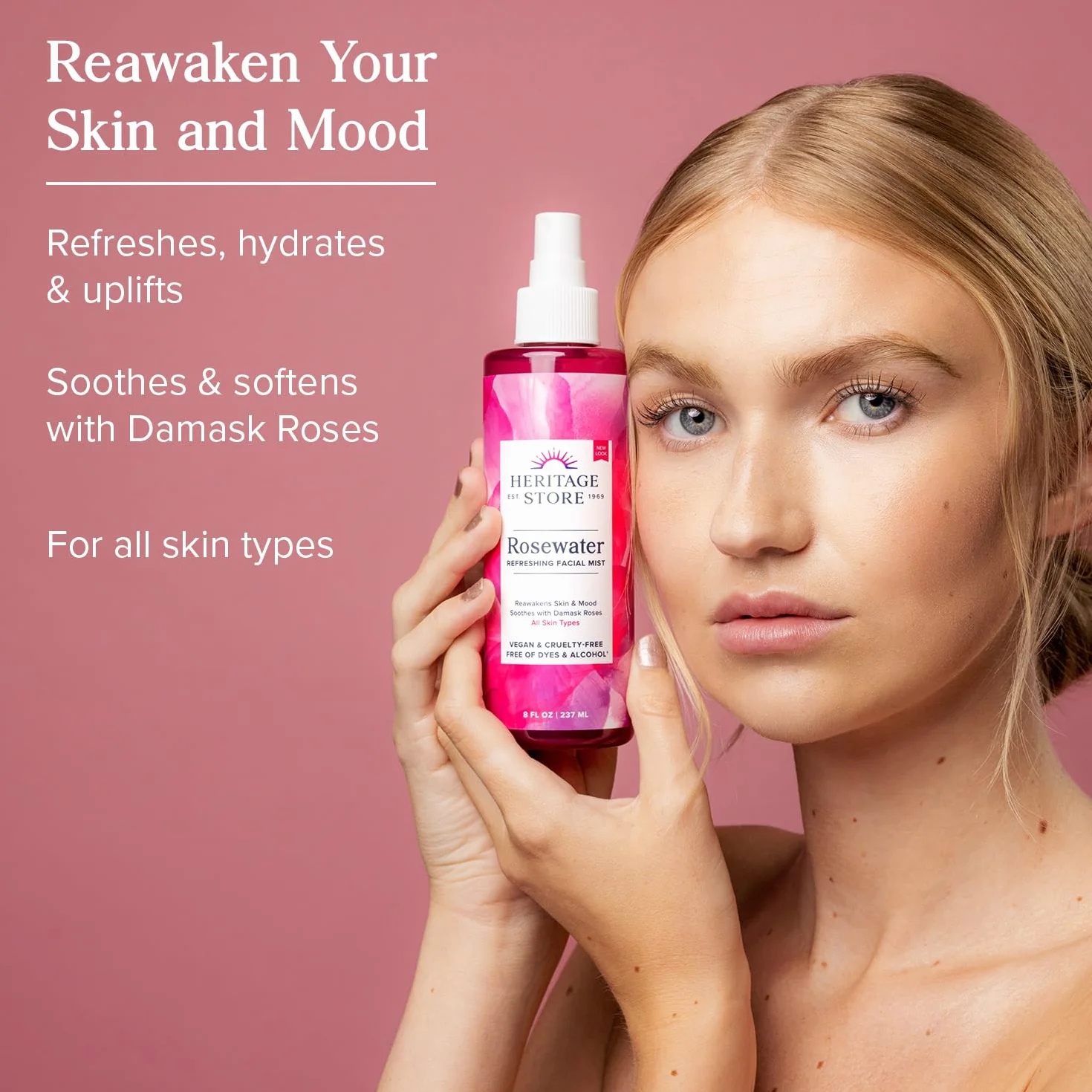 Heritage - Fleur eau atomiseur pulvérisateur de brume Rose pétales rose - 8 once liquide
