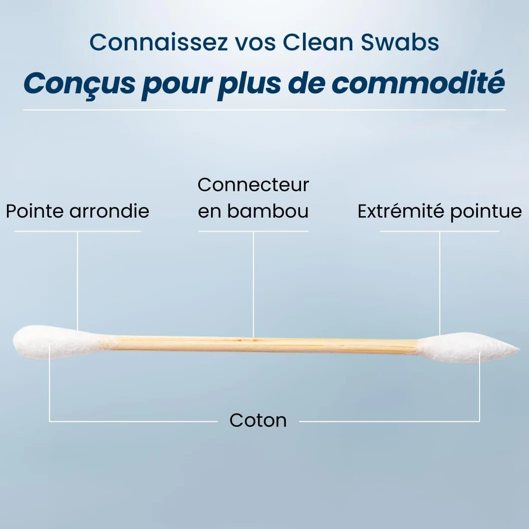 CLEAN SKIN CLUB Écouvillons Propres 500CT Biodégradable Coton Bio Bambou Maquillage Retouches Vernis à Ongles Hypoallergénique