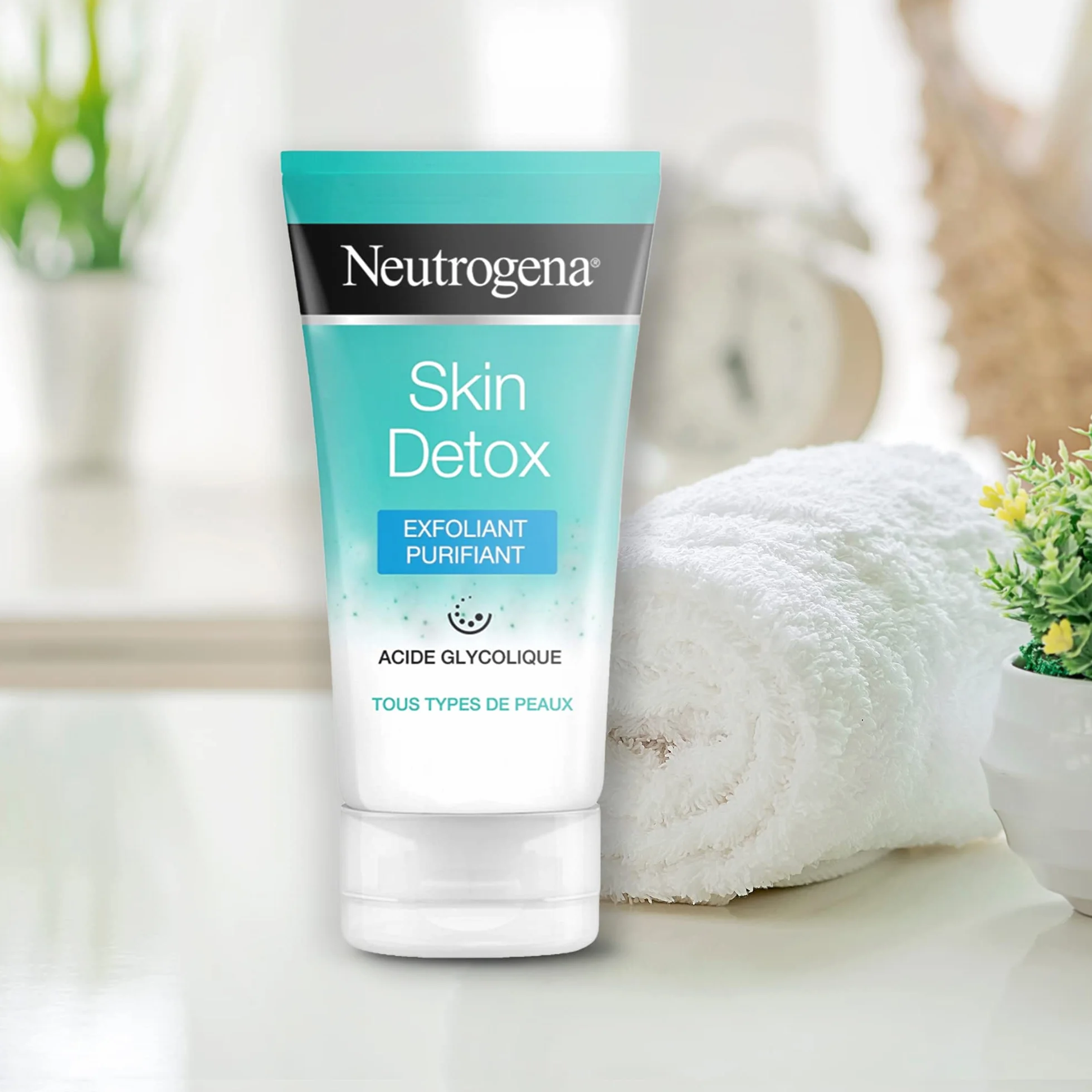 Neutrogena Gel Nettoyant Exfoliant Purifiant Skin Detox 150 ml Acide Glycolique Soin Visage Anti-Pollution