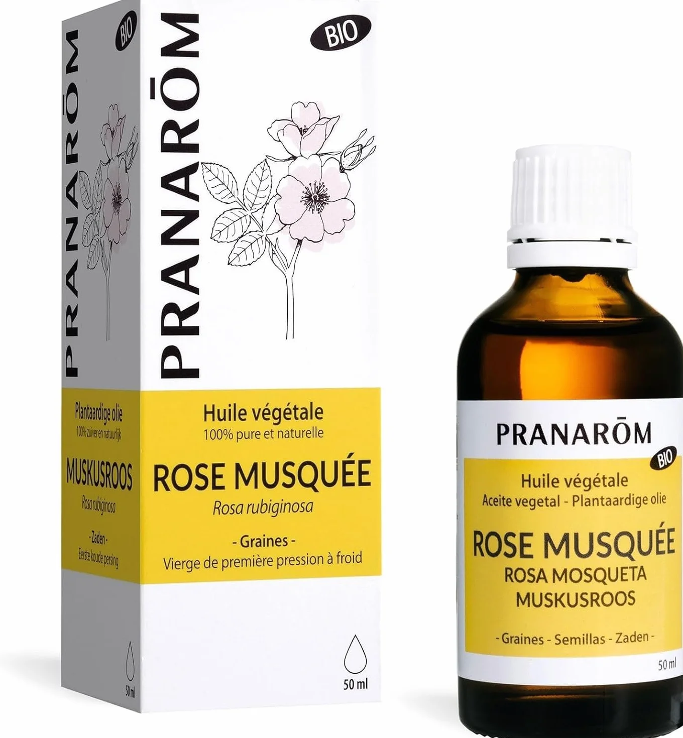 Pranarôm huile végétale bio rose musquée 50ml