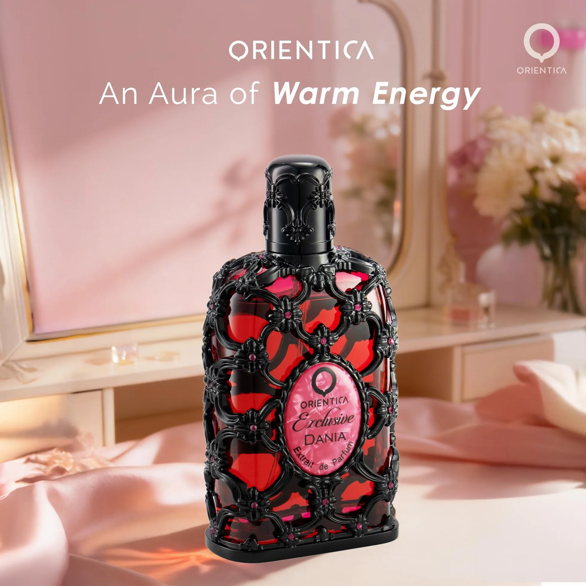 Orientica Luxury Collection Dania Eau de parfum 80 ml – Parfum oriental floral unisexe – Parfum de luxe longue durée pour homme et femme – Parfum élégant de qualité supérieure avec ambre, musc et