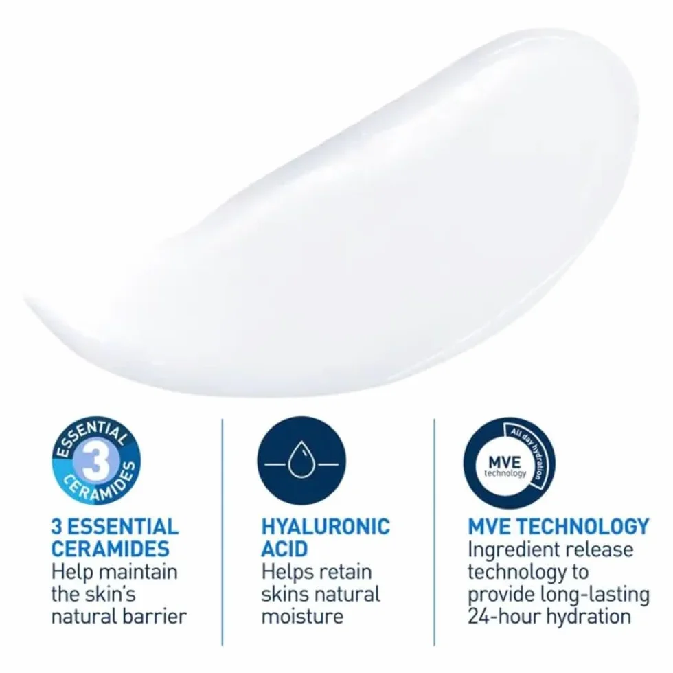 CeraVe Lait Hydratant Corps et Visage Peau Sèche 24H Hydratation Acide Hyaluronique 3 Céramides Sans Parfum